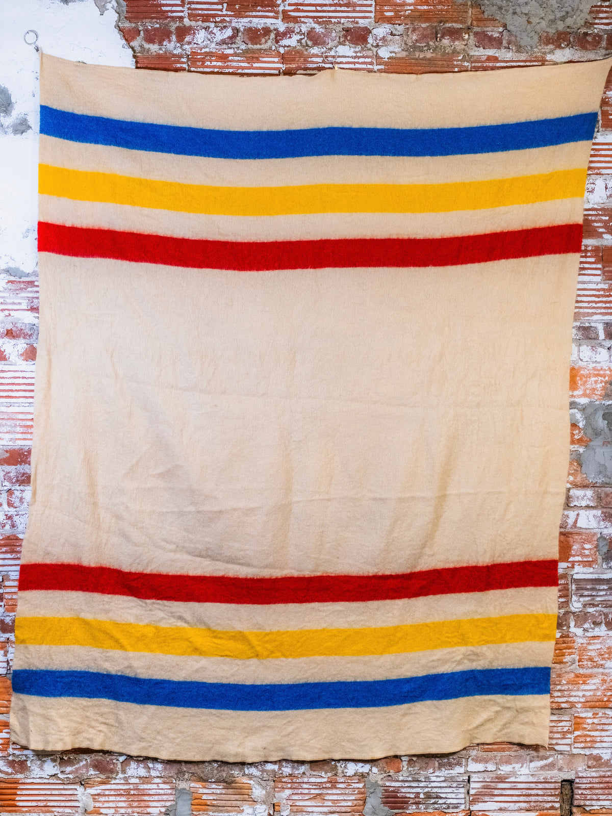Vintage 1950s Hudson Bay Style Striped Wool Camp Blanket