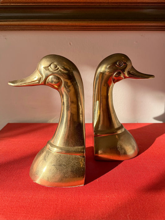 Vintage 1950s MCM Brass Duck Bookends | Set of Two