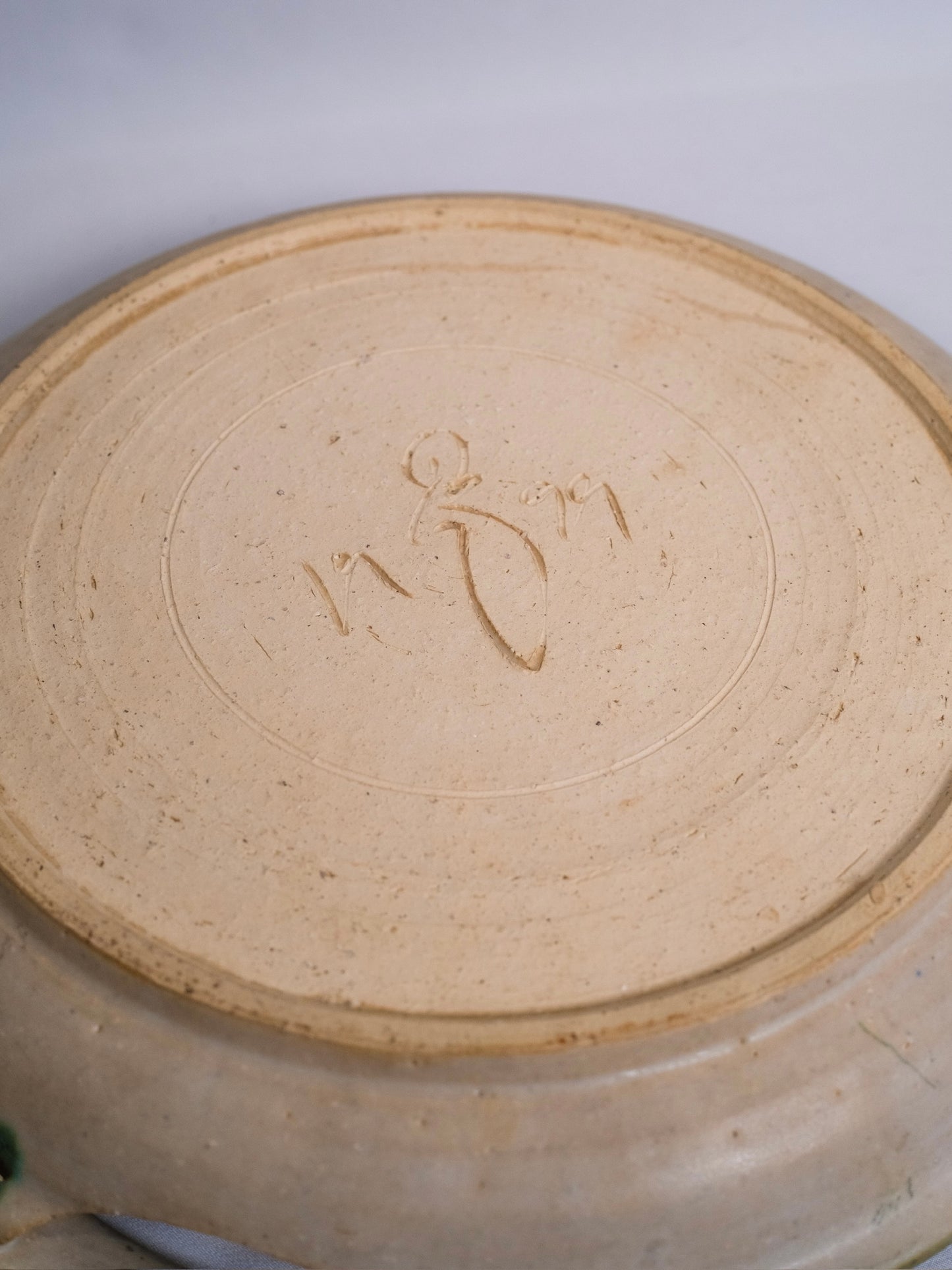 Vintage 1990s Handmade Signed Studio Pottery Lily Pattern Handled Dish