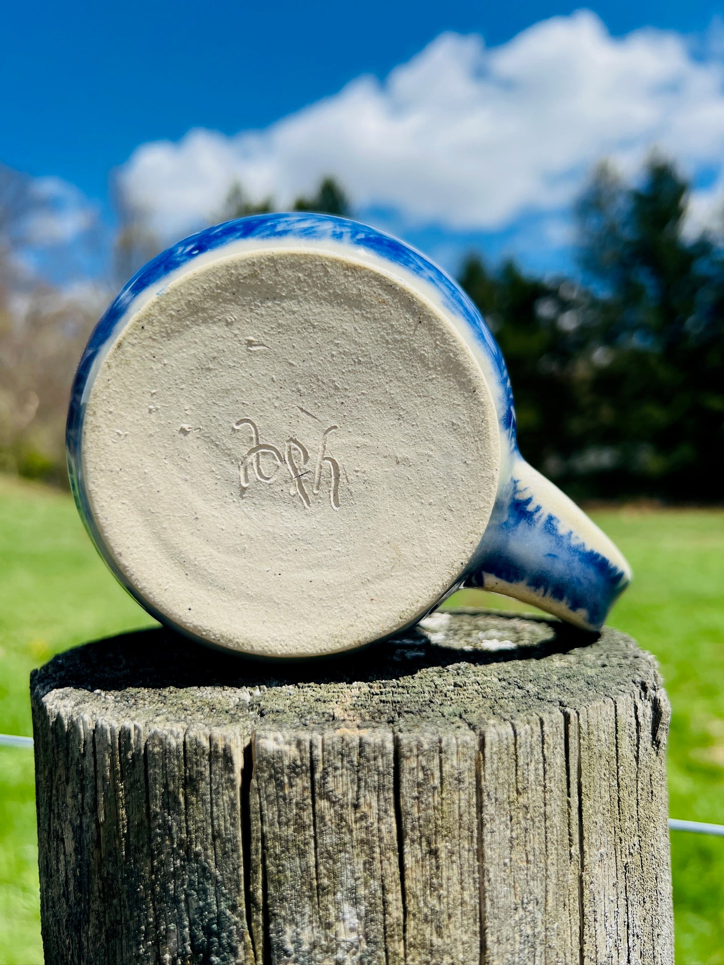 Handmade Ceramic Blue Floral Mug