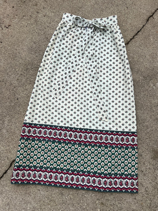 Vintage 1980s Soleiado Charles Deméry Floral Quilted Cotton Maxi Skirt | S/M
