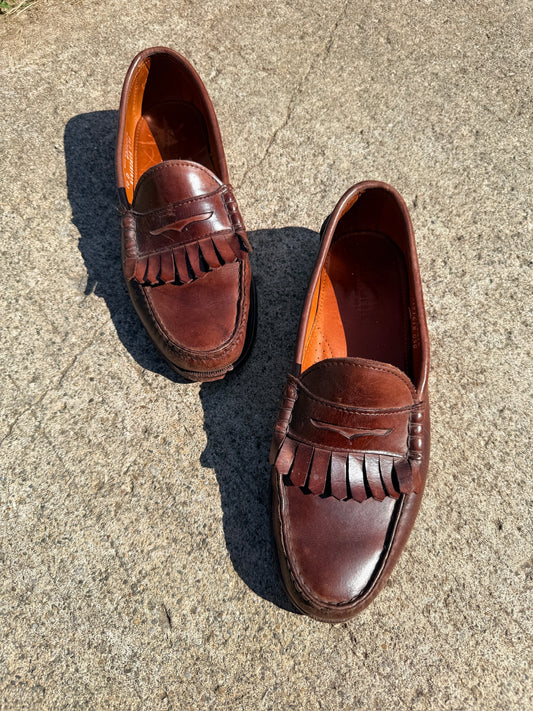Vintage 1990s Ralph Lauren Black Label Brown Leather Tassel Penny Loafers | Men’s 10