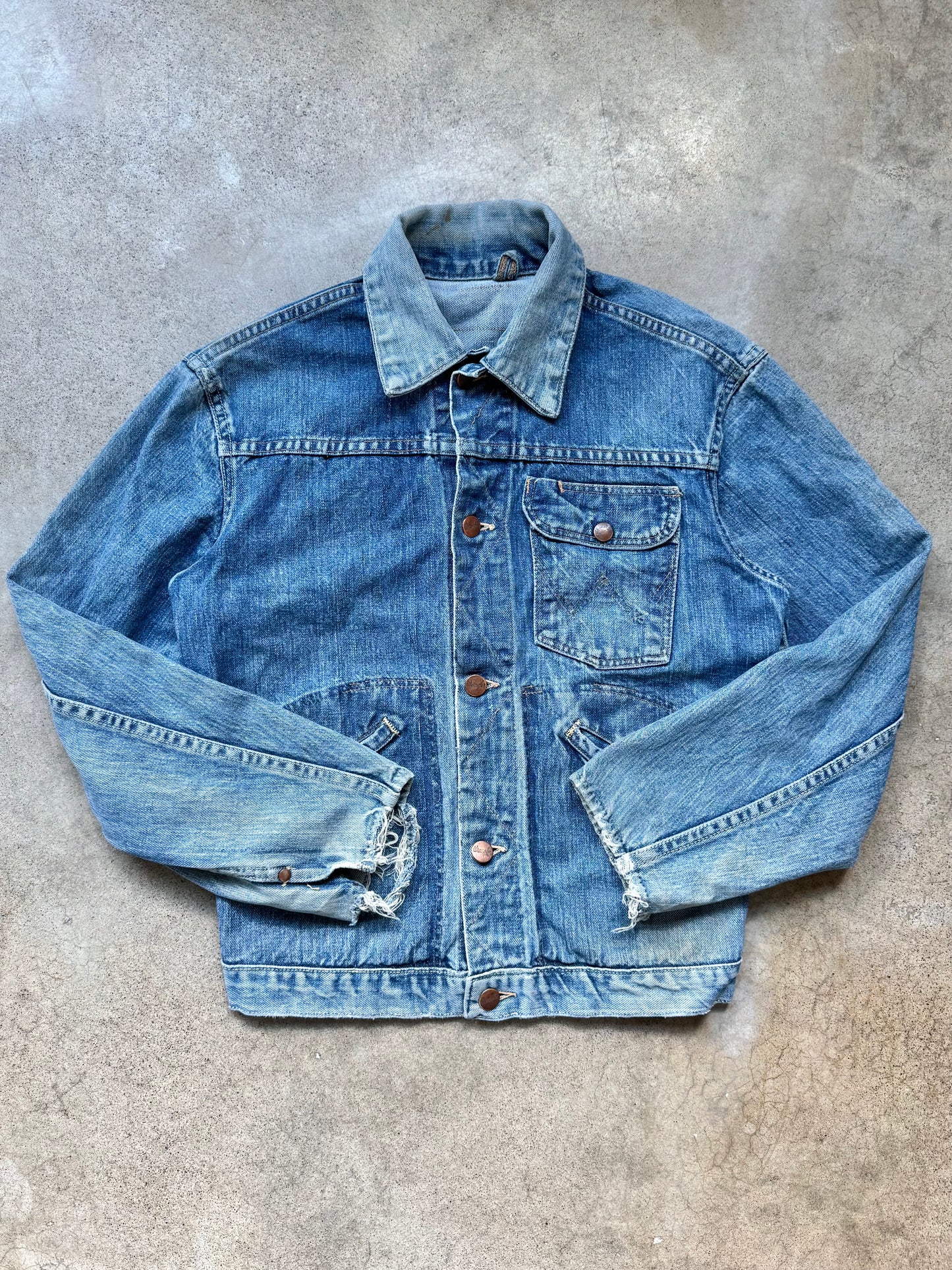 Vintage Wrangler Distressed Denim Jacket | Small