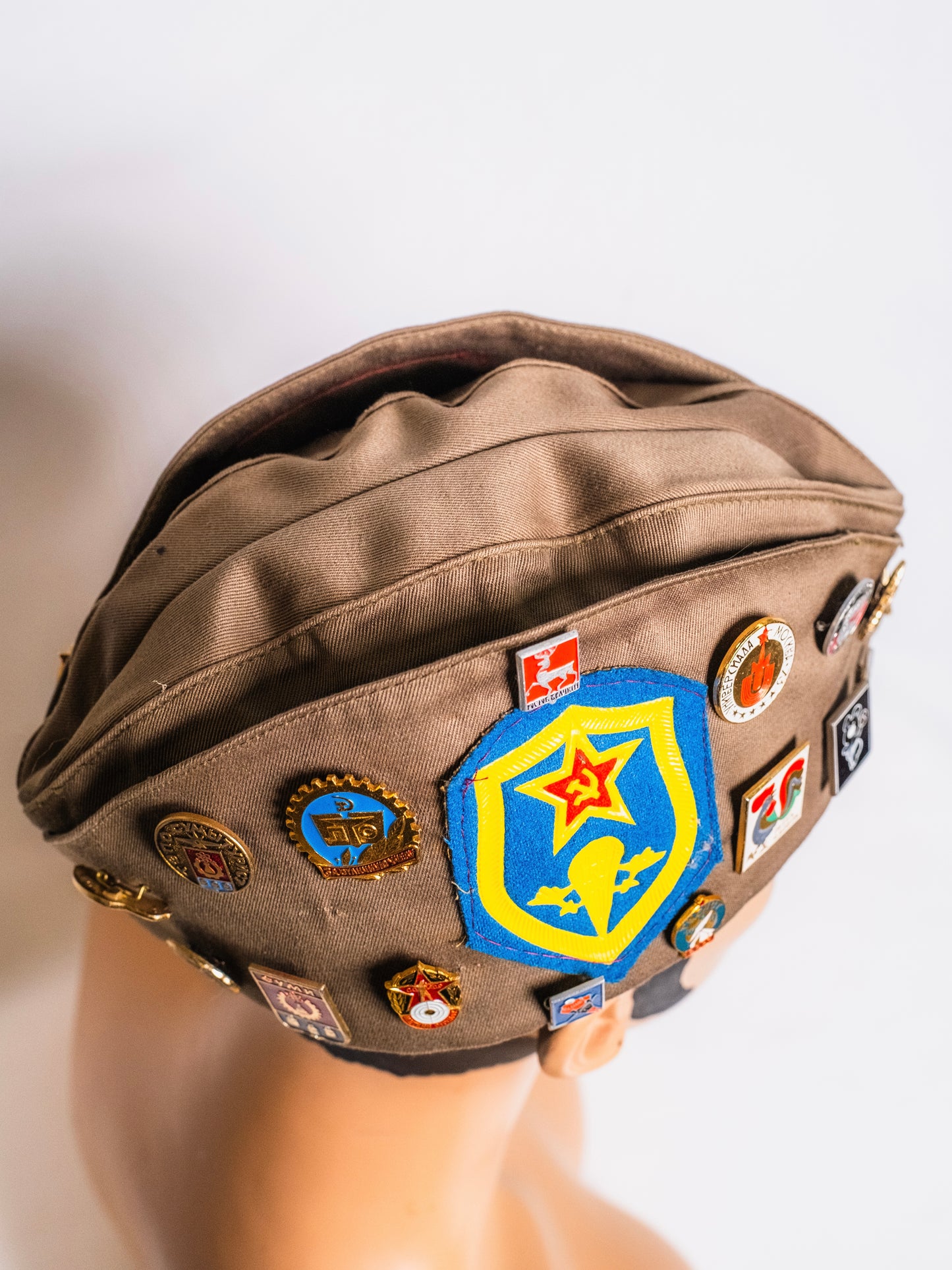 Vintage Russian Soviet USSR Military Hat w/ Pins