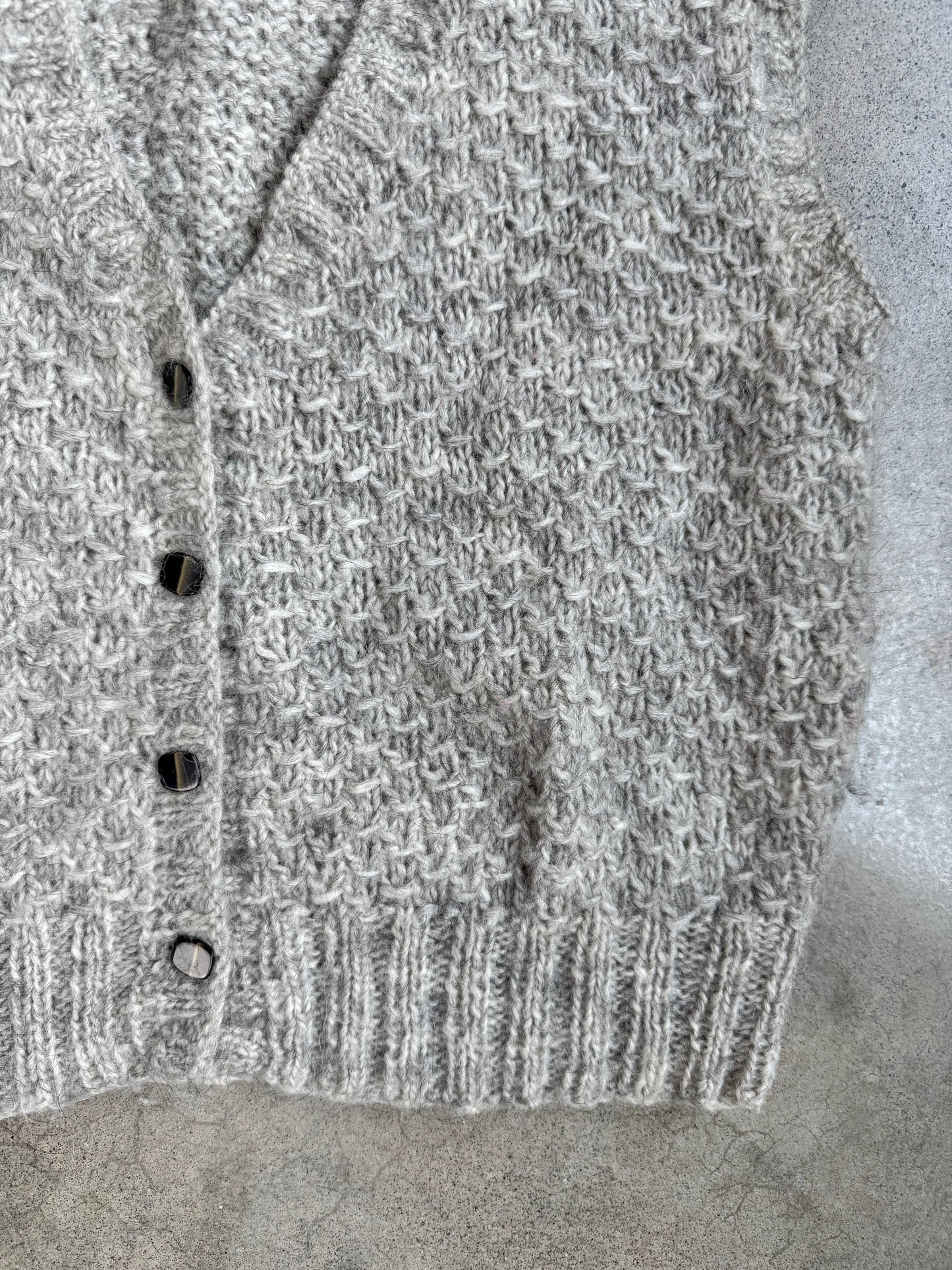 Vintage 1960s Handmade Grey Wool Knit Sweater Vest | Medium
