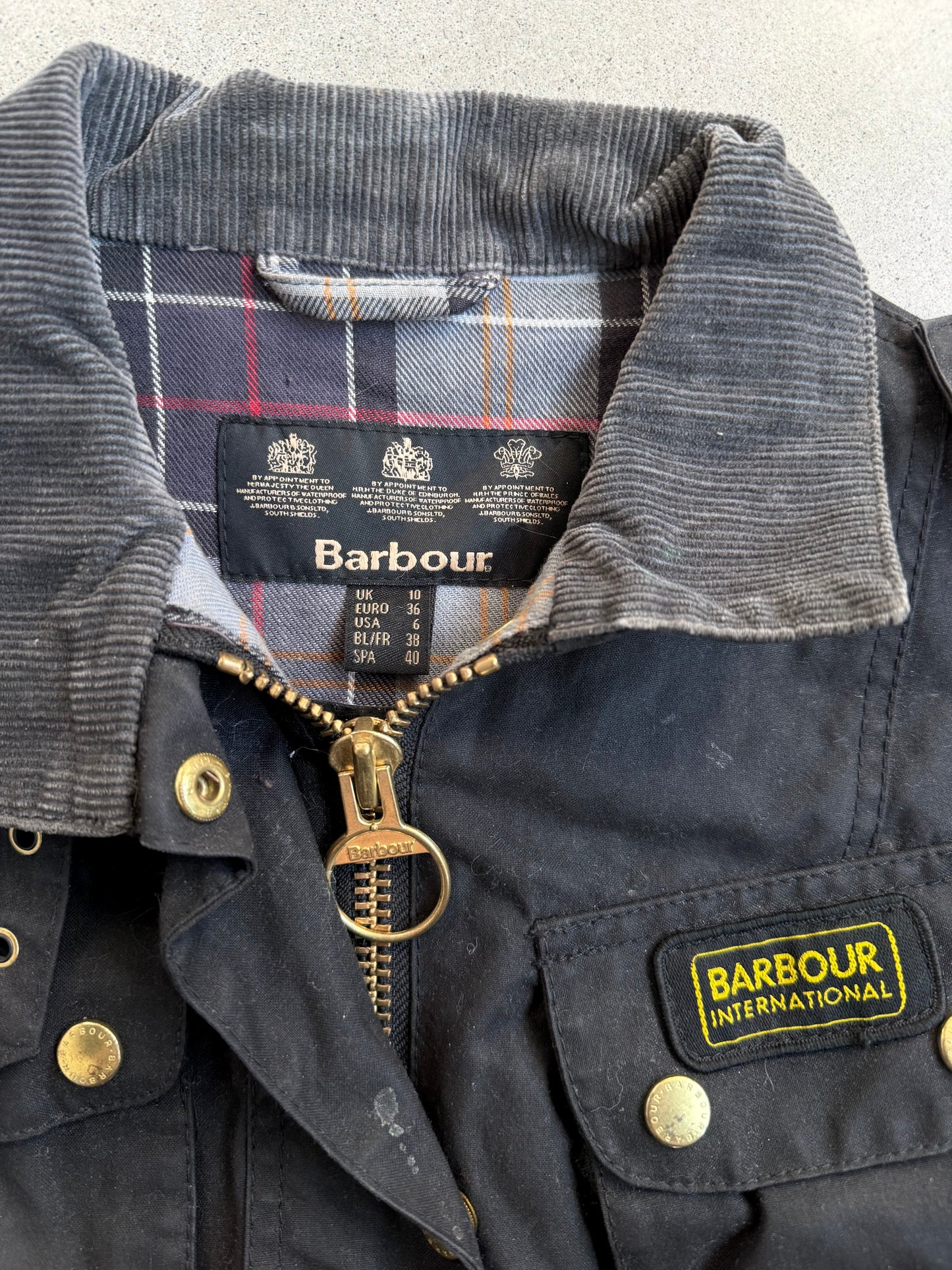 Vintage Style Barbour Black Waxed Cotton Belted Utility Jacket | S/M