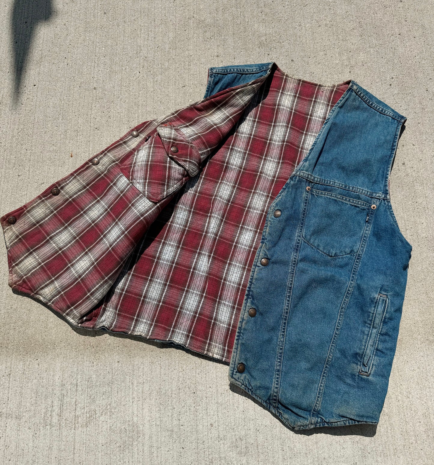 Vintage 1990s Levi’s Reversible Denim & Flannel Vest | Medium