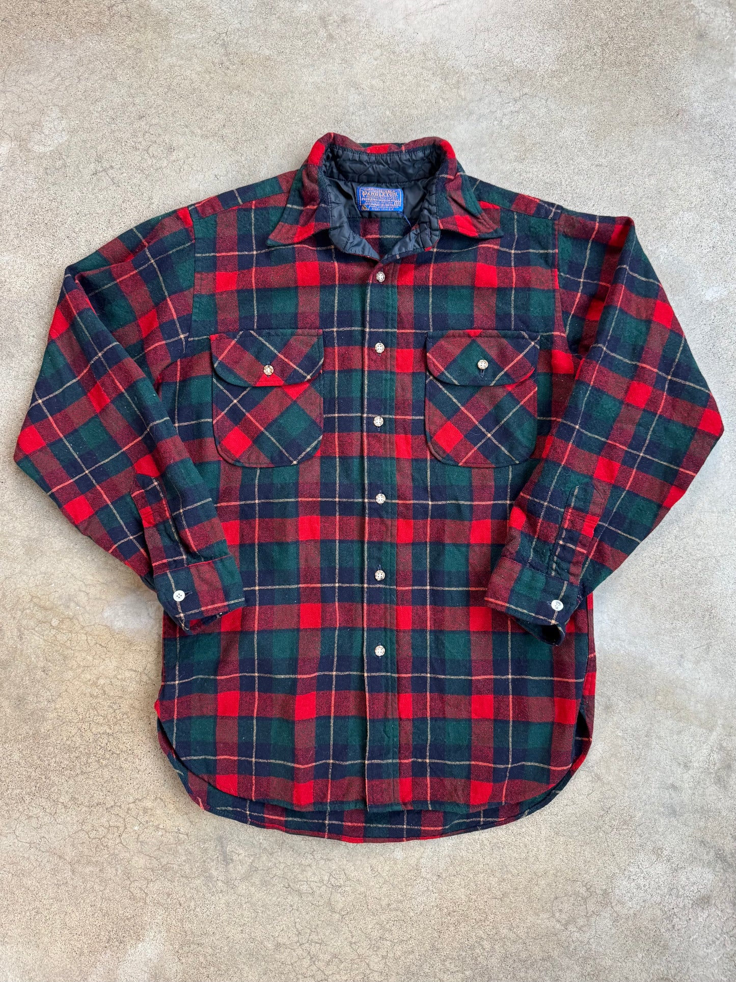 Vintage 1970s Pendleton Kilgore Tartan Wool Flannel Shirt | Medium