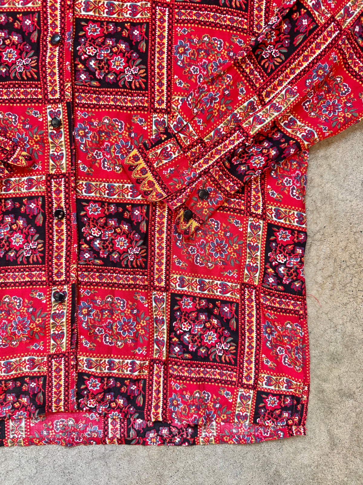 Vintage 1990s Express Bohemian Floral Patchwork Print Blouse | Small