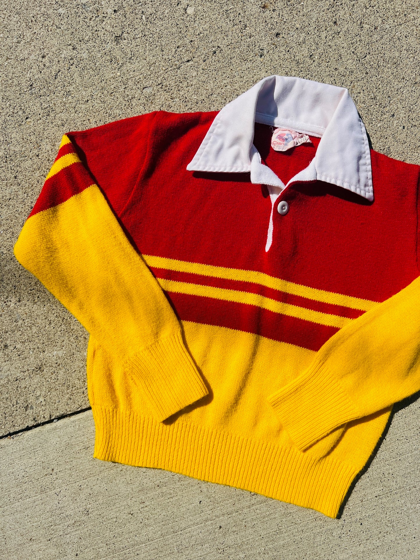 Vintage 1980s CranBarry Red/Yellow Polo Cheer Sweater