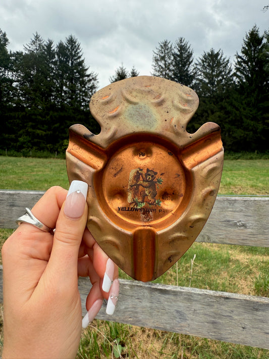 Vintage 1950s Yellowstone Park Copper Ashtray
