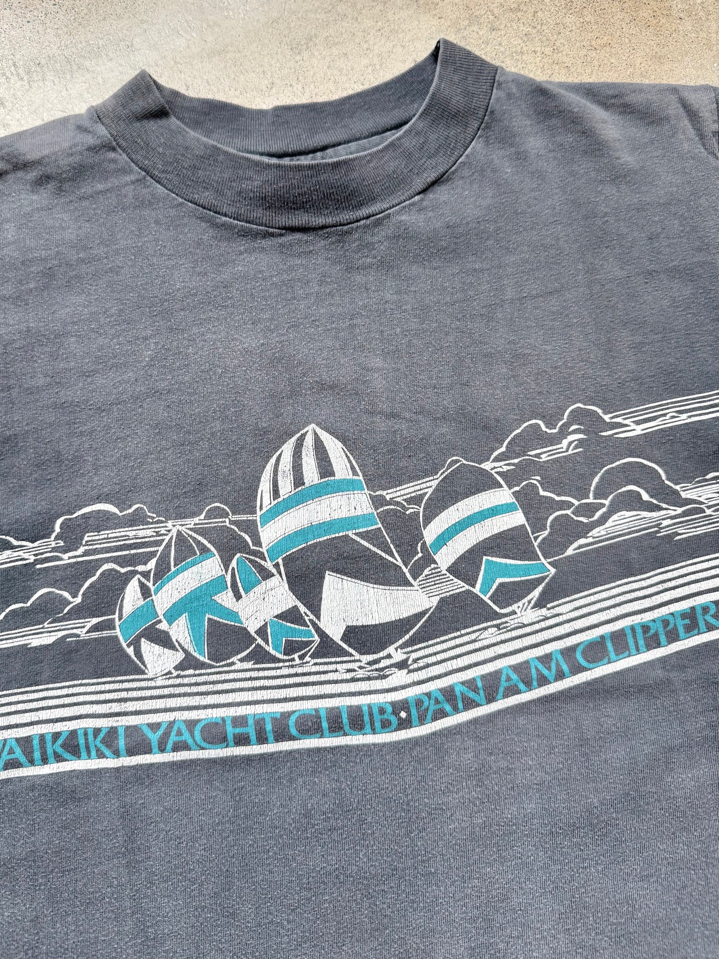 Vintage Sun-Bleached Waikiki Yacht Club Graphic Tee | Small