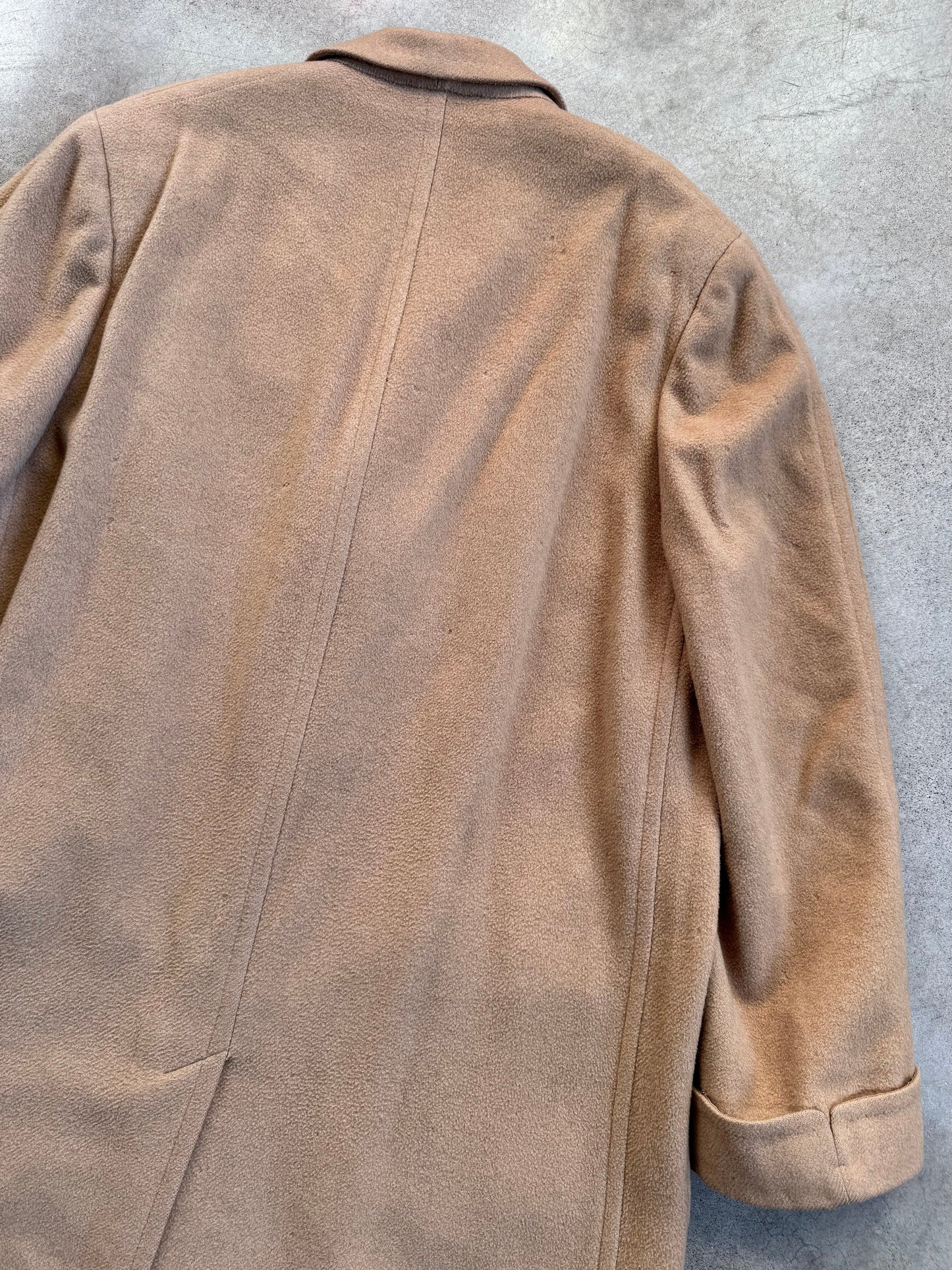 Vintage 1980s Lazarus Tan Cashmere Full-Length Overcoat | XL