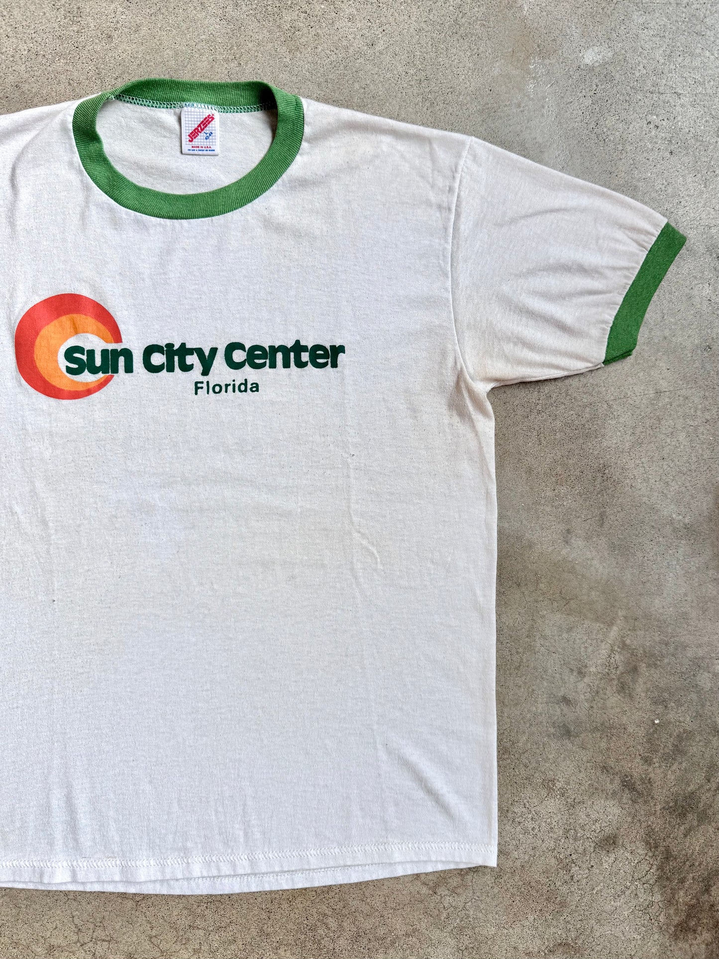 Vintage 1980s Sun City Center Florida Ringer Tee | Large