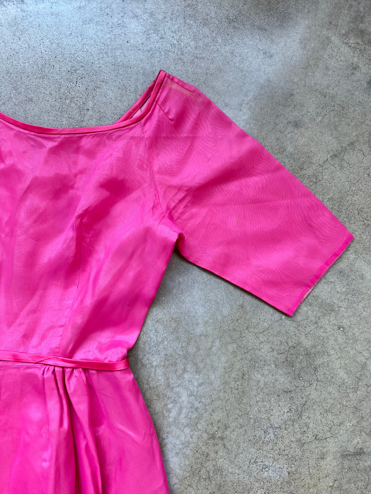 Vintage 1950s Pink Bow Accent Fit & Flare Party Dress | XS