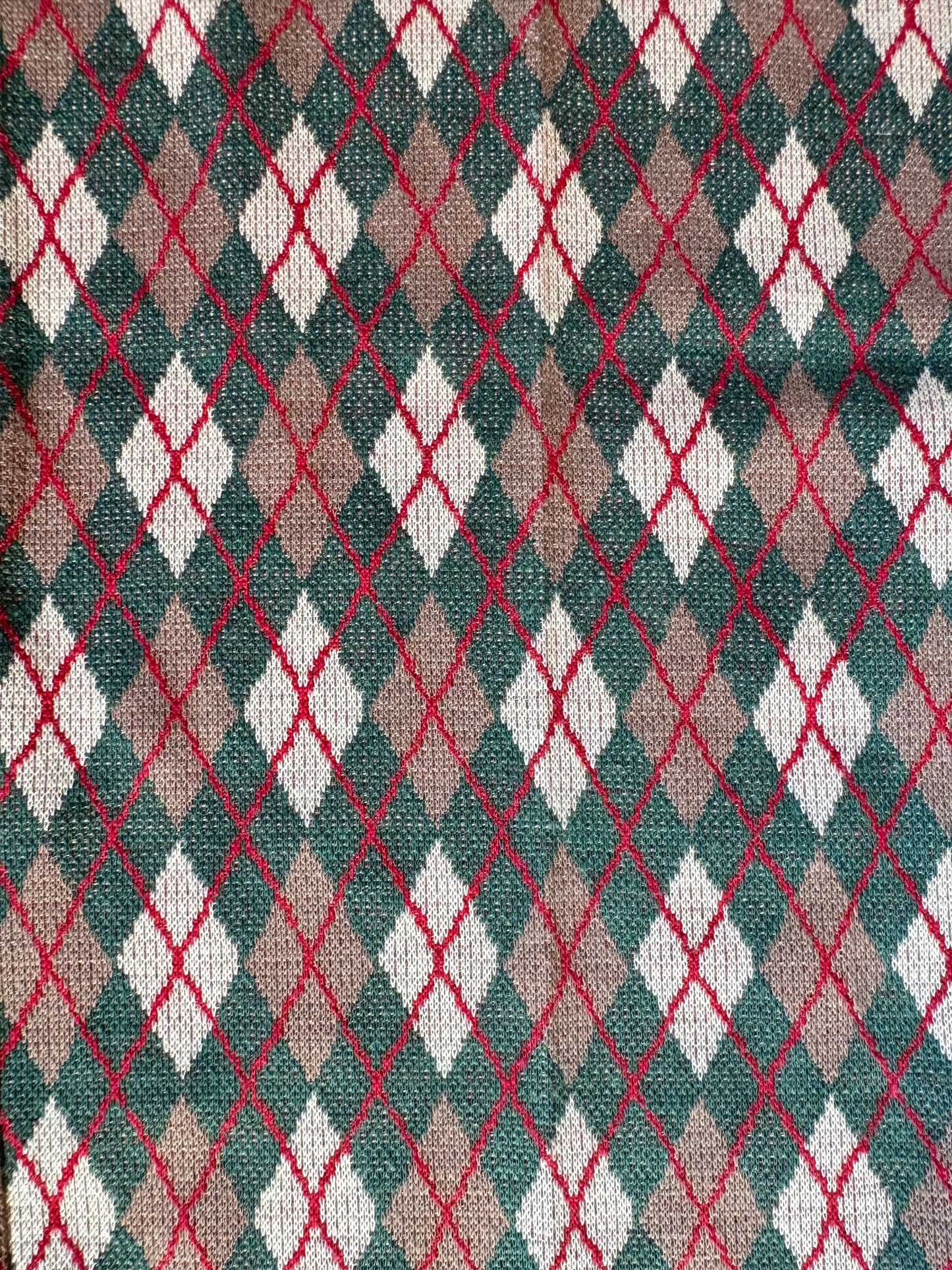 Vintage 1960s Argyle Knit Cuffed Flare Trousers | Small