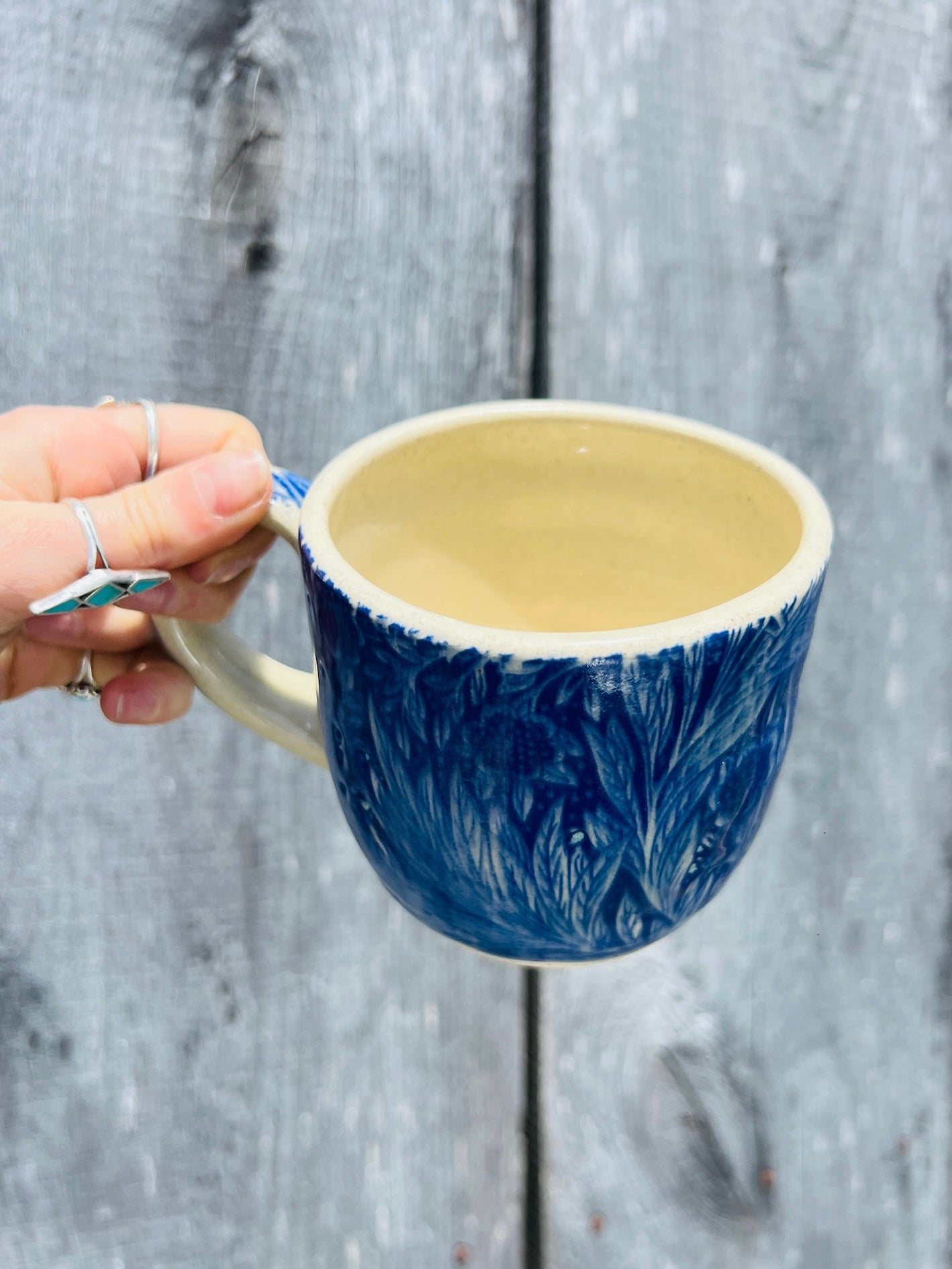 Handmade Ceramic Blue Floral Mug