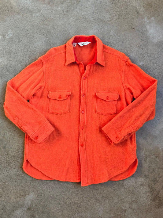 Vintage 1980s Woolrich Orange Wool Utility Overshirt | XL