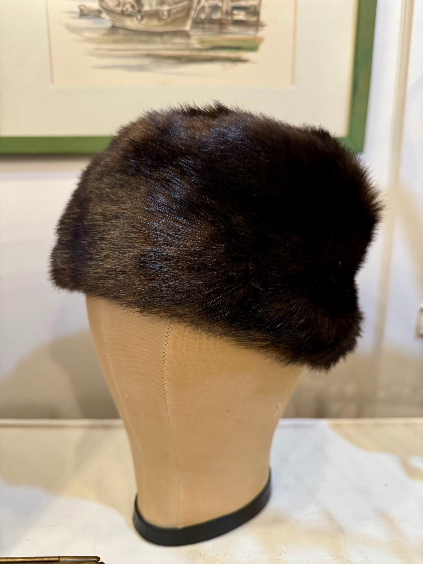 Vintage Mink Fur Pillbox Hat