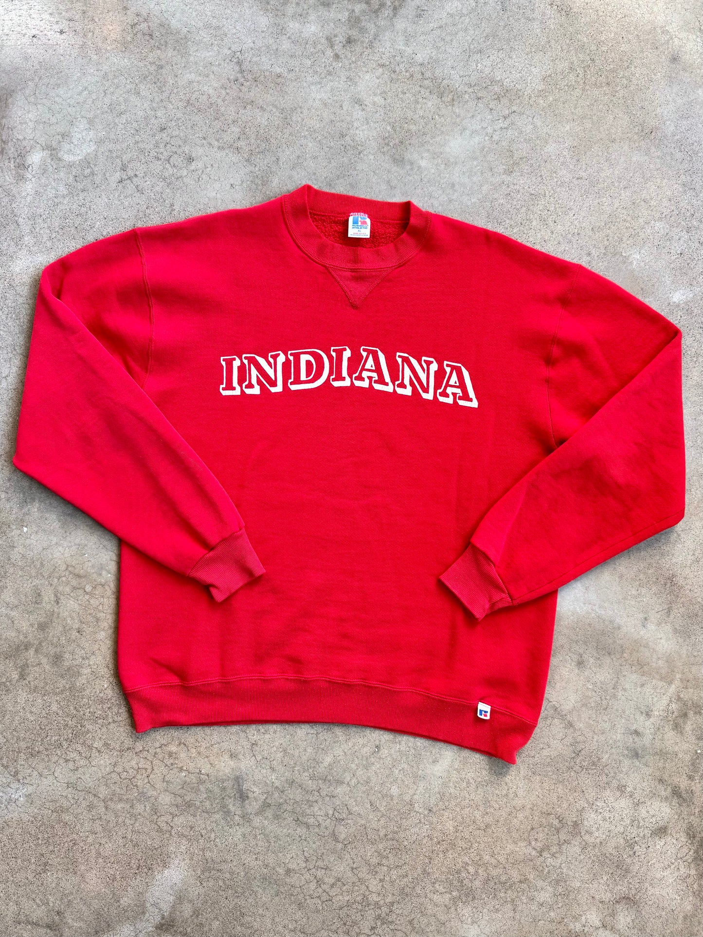 Vintage 1990s Russell Athletics Red Indiana University Sweatshirt | XL