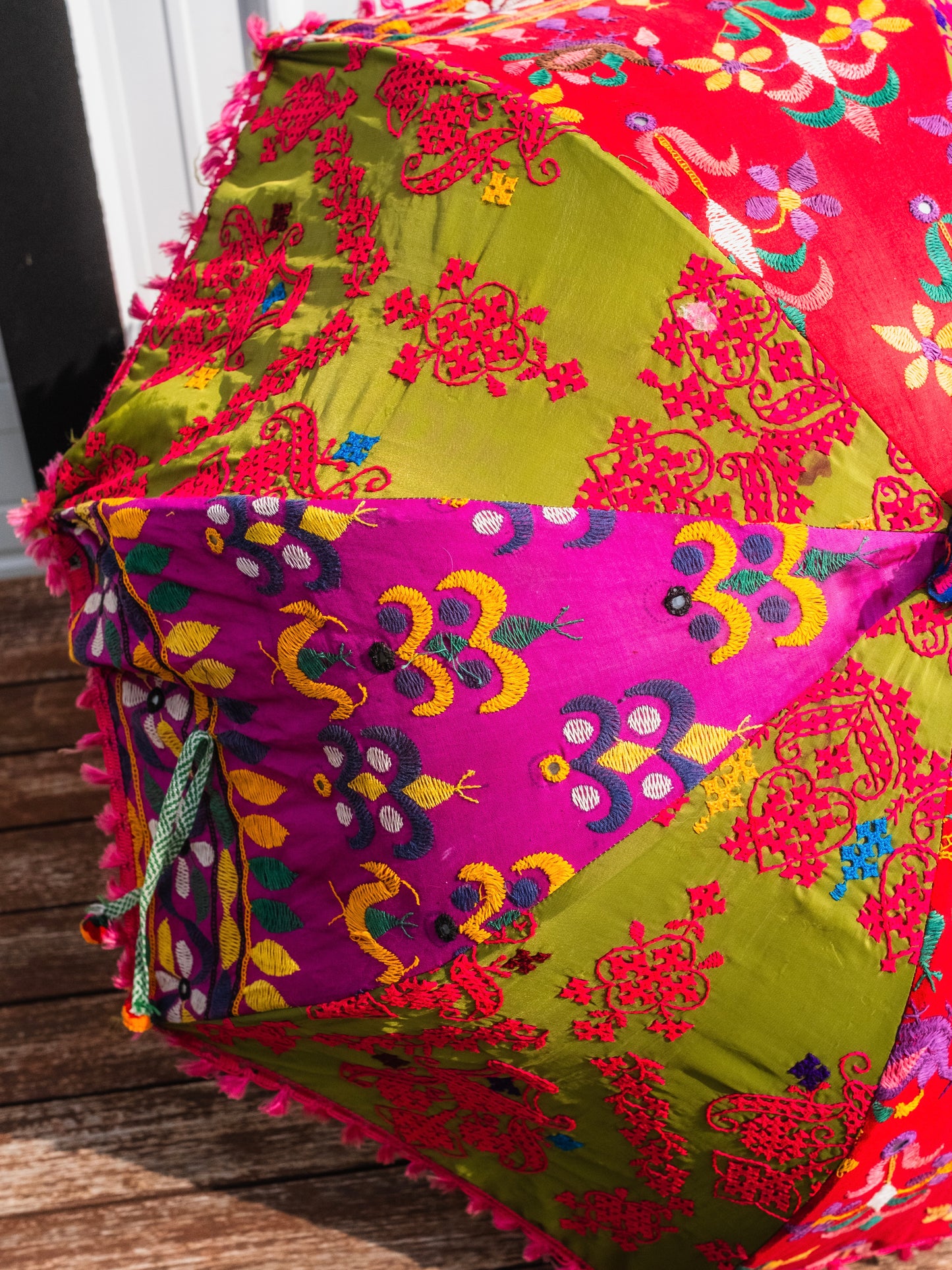 Vintage Indian Embroidered Parasol Umbrella