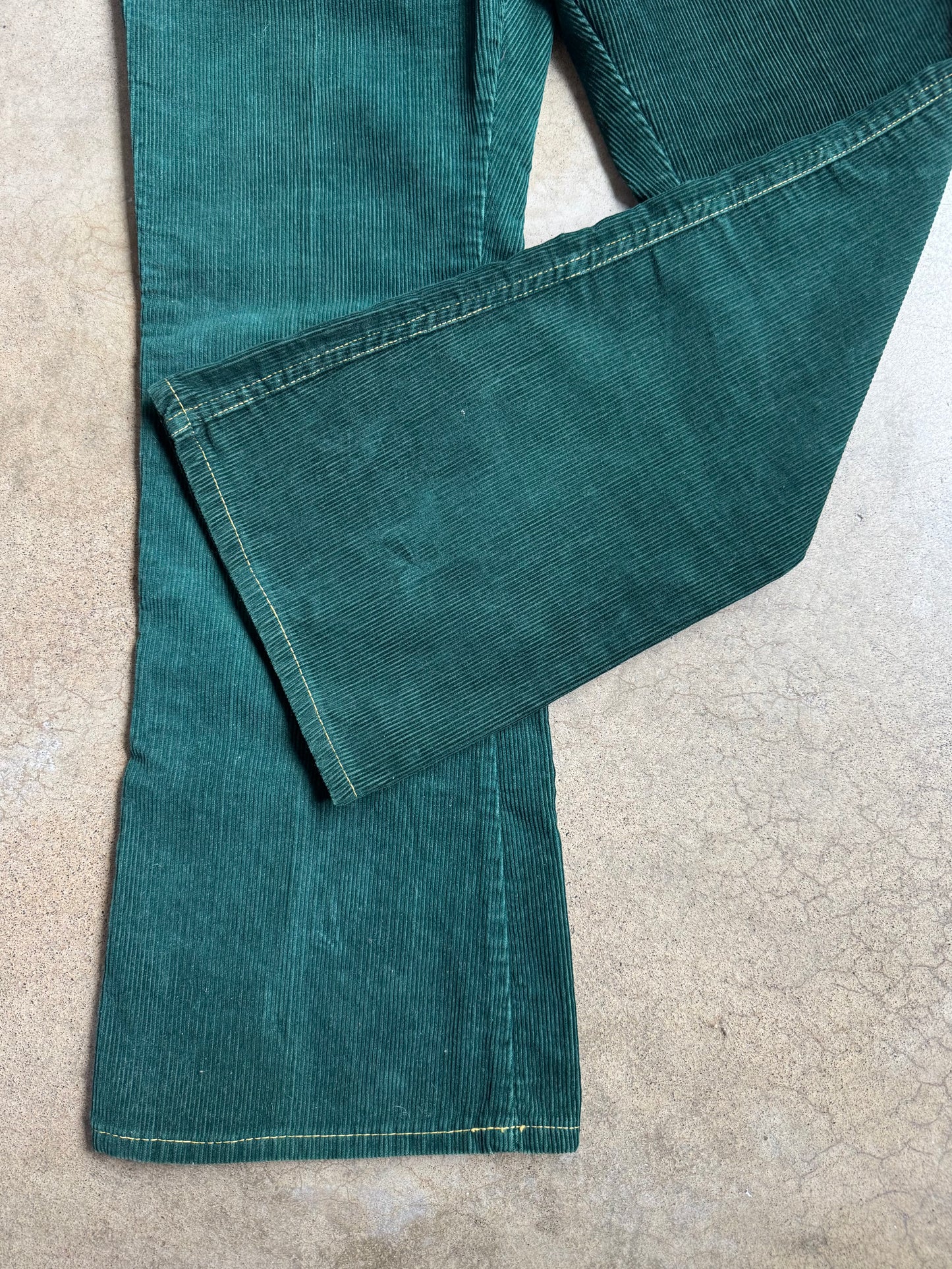 Vintage 1960s Western Green Corduroy Flared Pants | Waist 30”