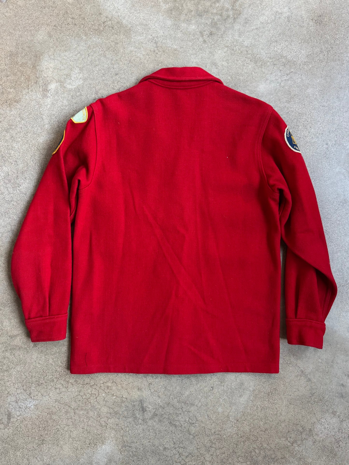 Vintage 1950s Boy Scouts BSA Patched Red Wool Shirt Jacket | 38
