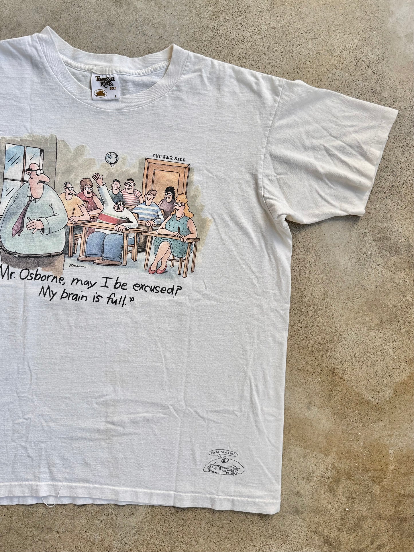 Vintage 1986 The Far Side Classroom Cartoon Graphic Tee | Large