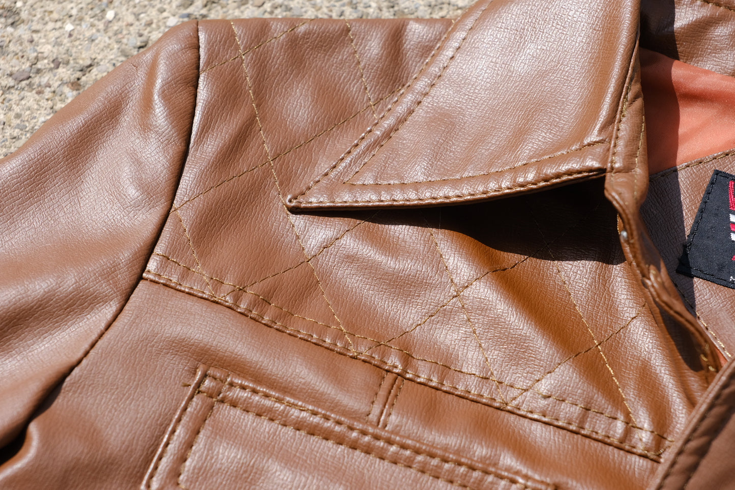 Vintage Weather-Rite Vegan Leather Jacket | Brown/Tan