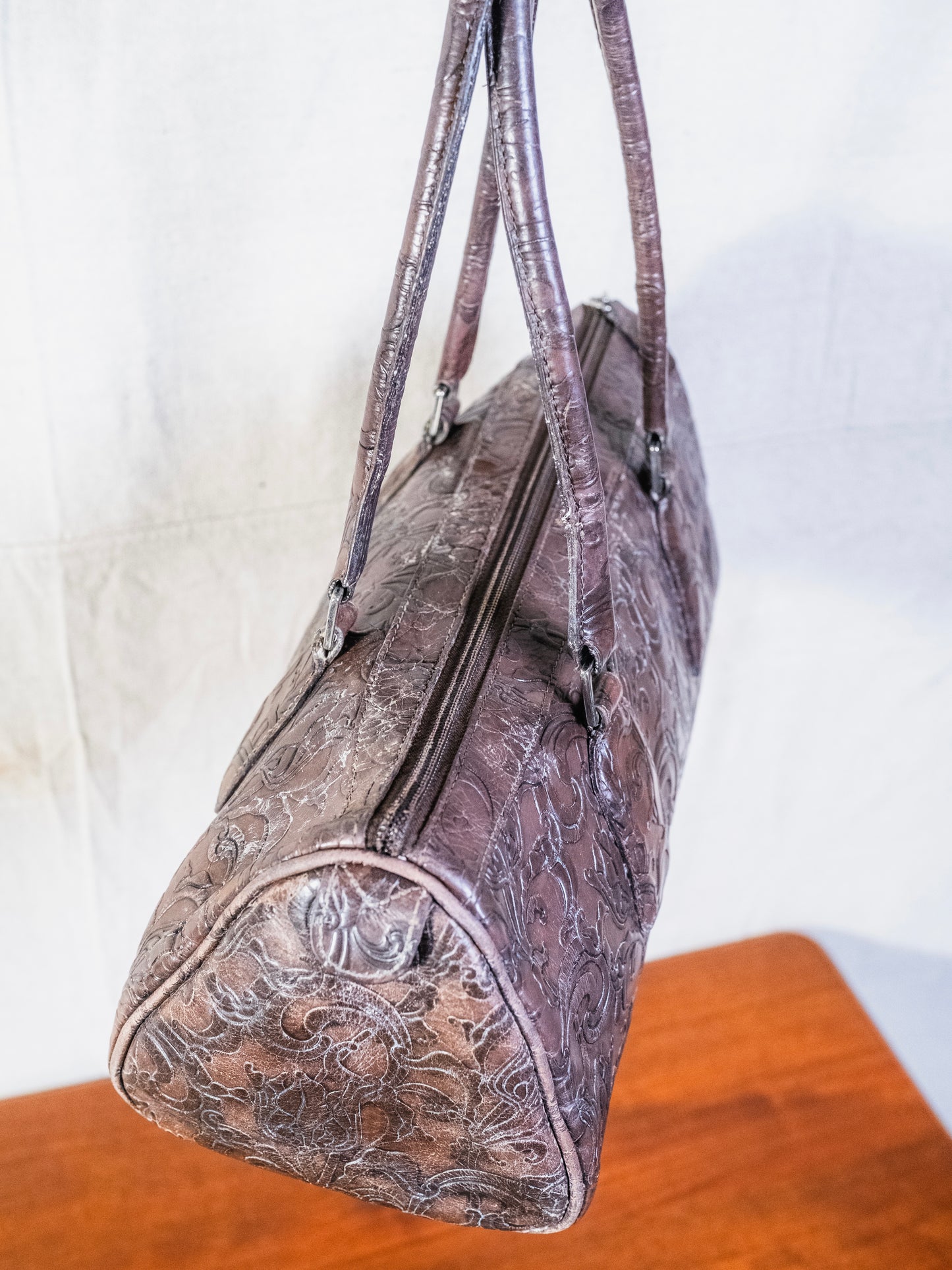 Vintage 1990s Wilsons Leather Floral Embossed Shoulder Bag