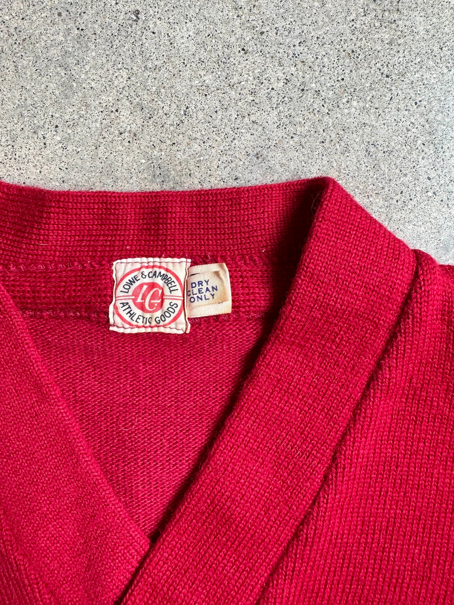 Vintage 1940s Lowe & Campbell Red Wool V-Neck Sweater | 34