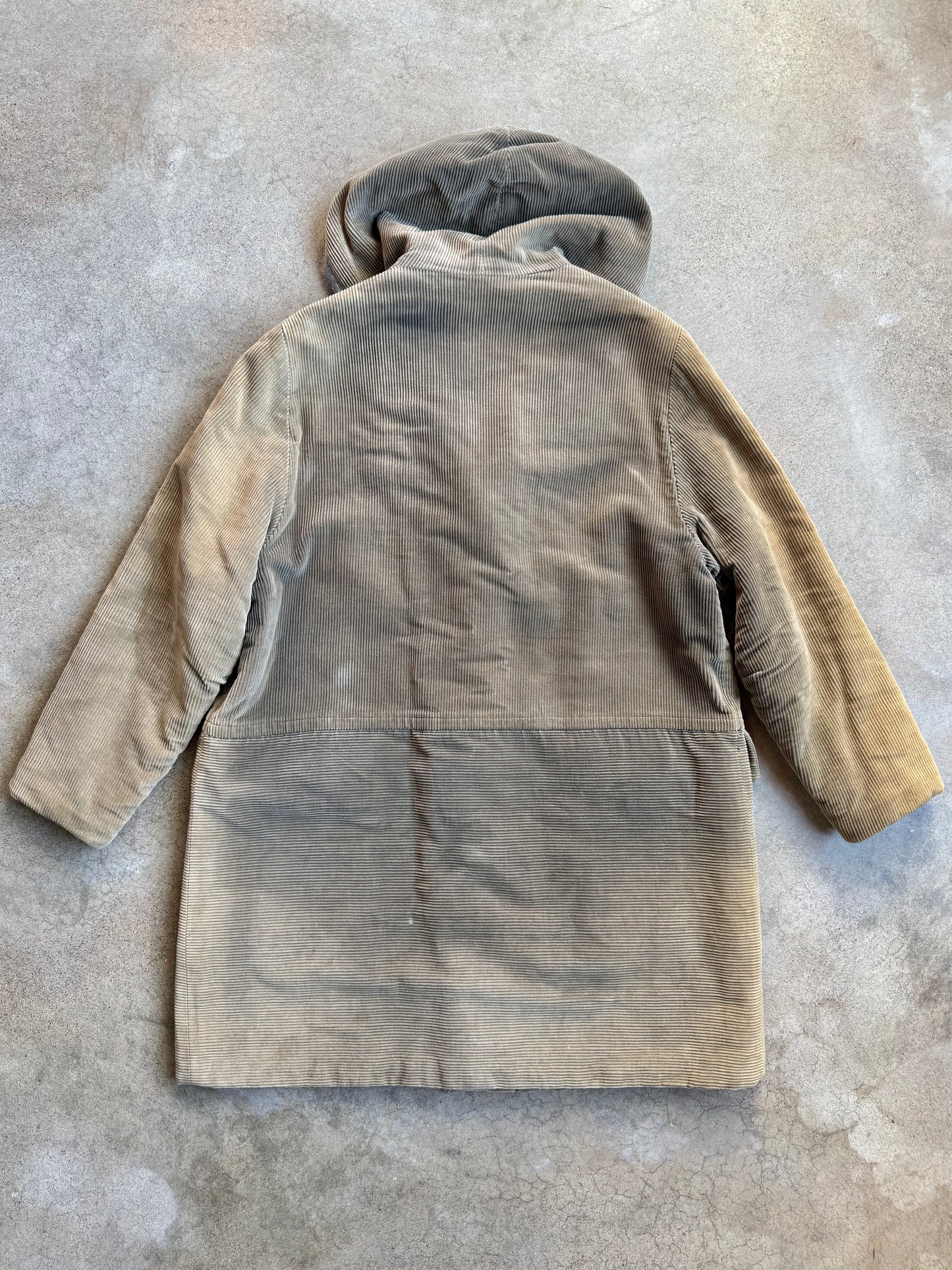 Vintage 1960s Sears Faux Fur Lined Corduroy Hooded Jacket | Medium