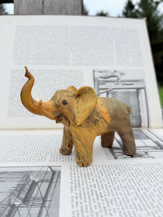 Vintage 1950s Crushed Oyster Elephant Figurine