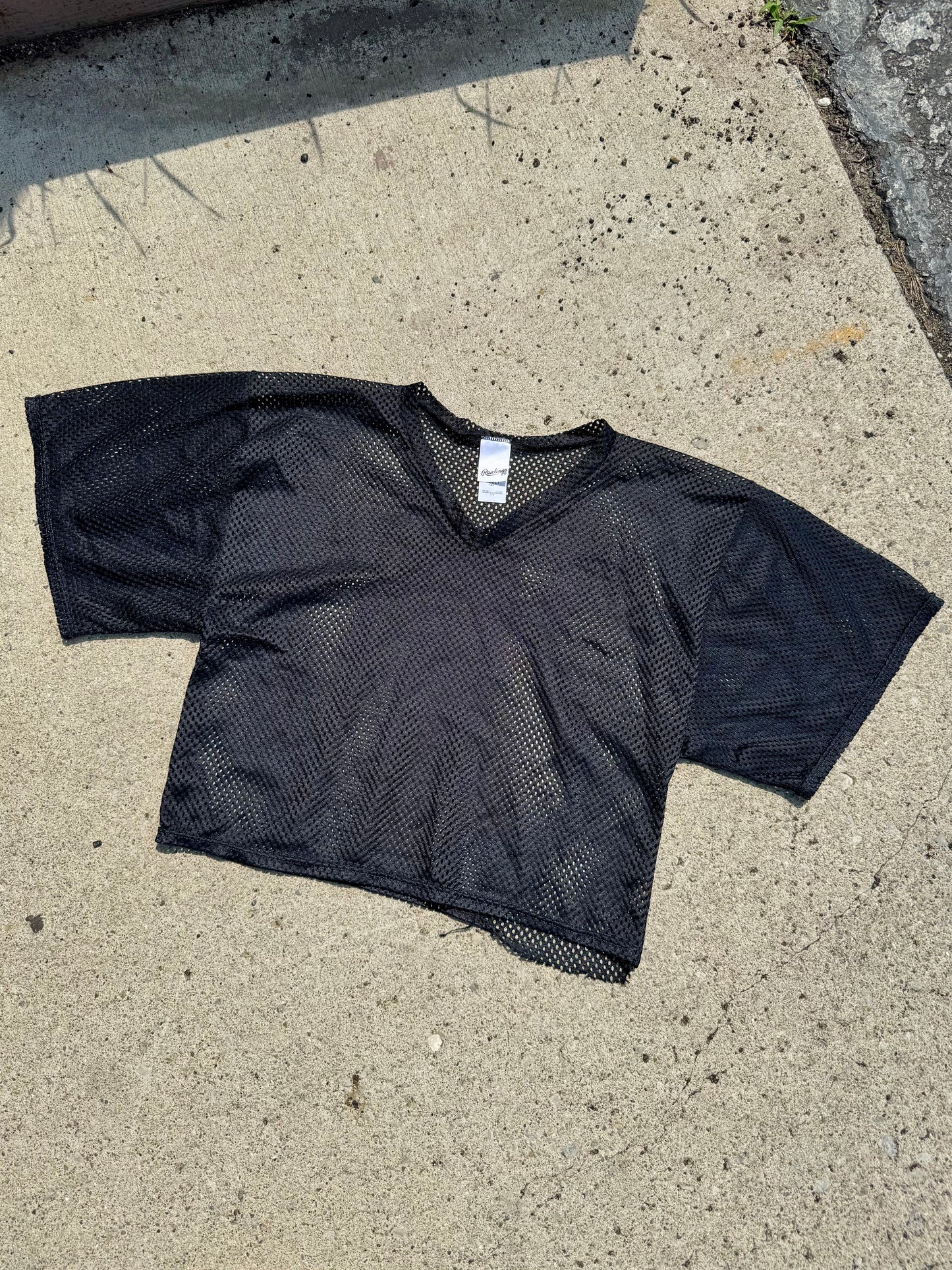 Rawlings Black Mesh Cropped Football Jersey | S/M