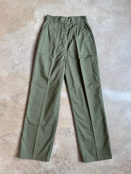 Vintage 1980s Military Issue Green Utility Trousers | Waist 24”