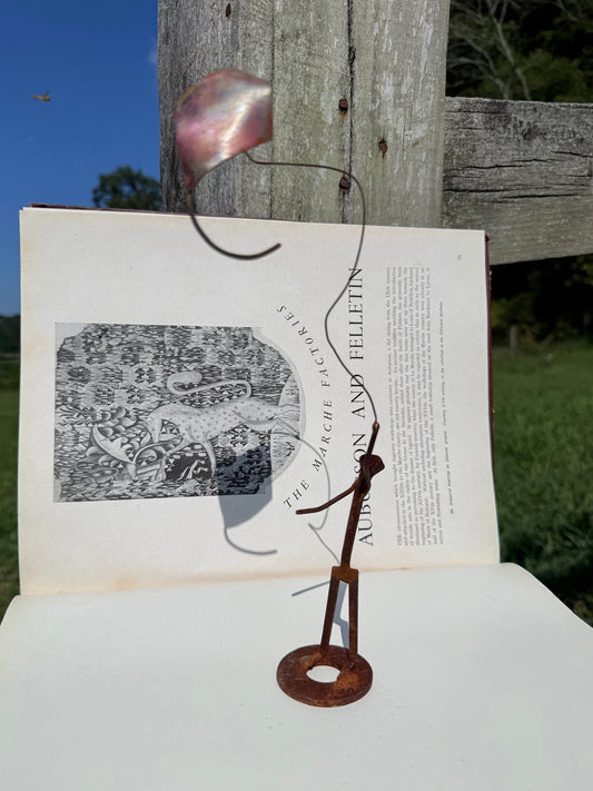 Vintage 1970s Metal Welded "Man Flying Kite" Statue