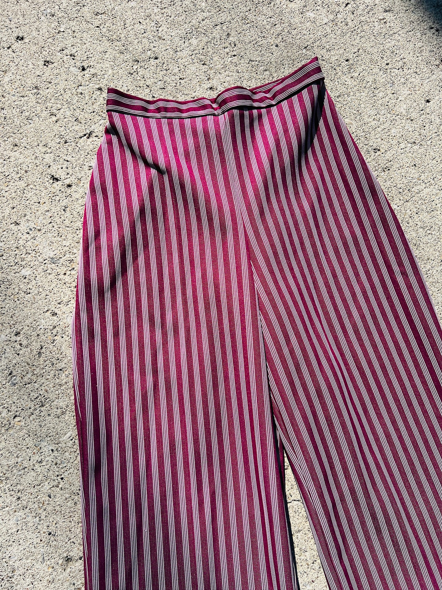 Vintage 1970s Catalina Pinstripe Cuffed Wide Leg Pants | XS/S