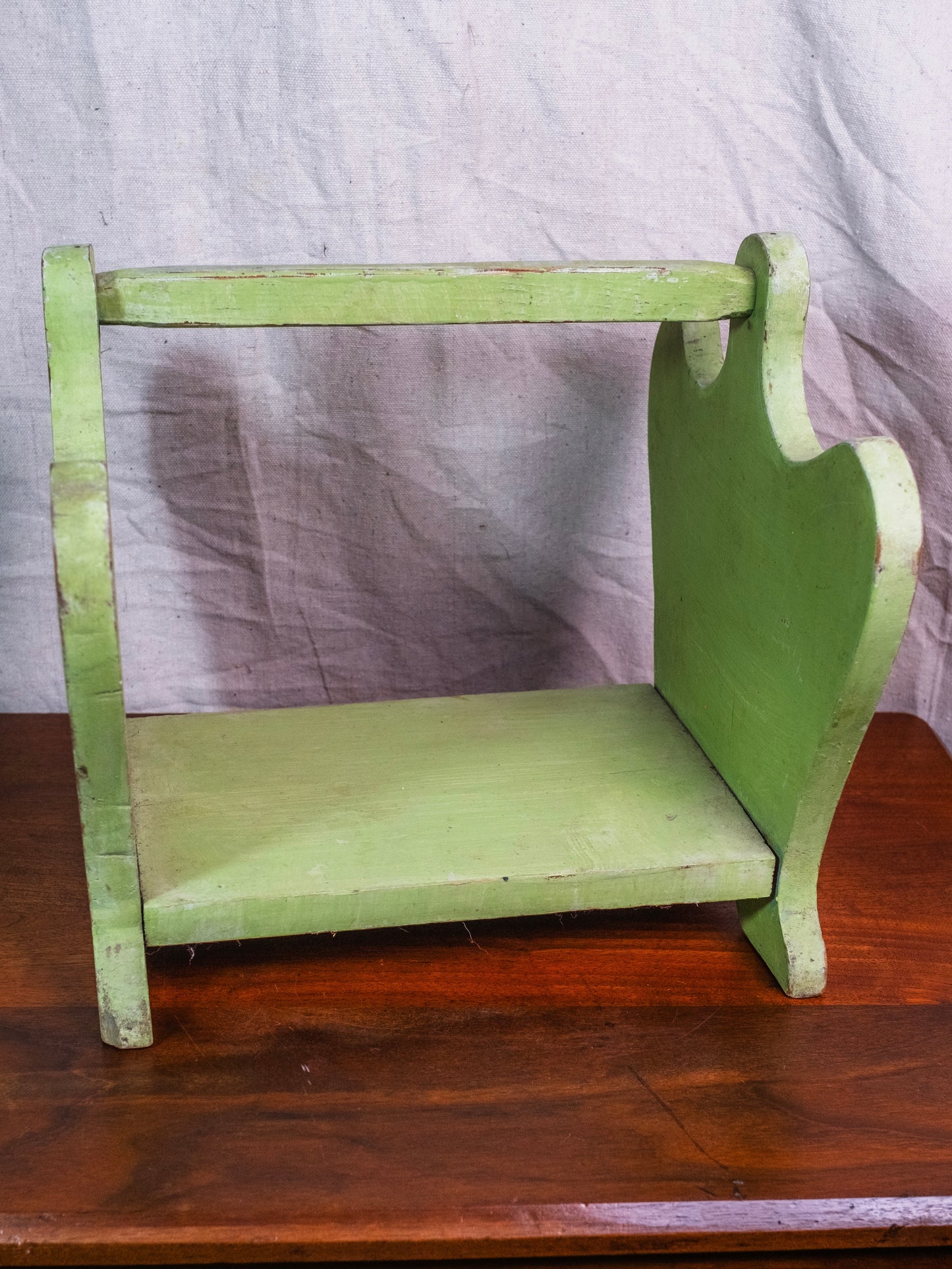 Vintage 1940s Green Wood Firewood Holder