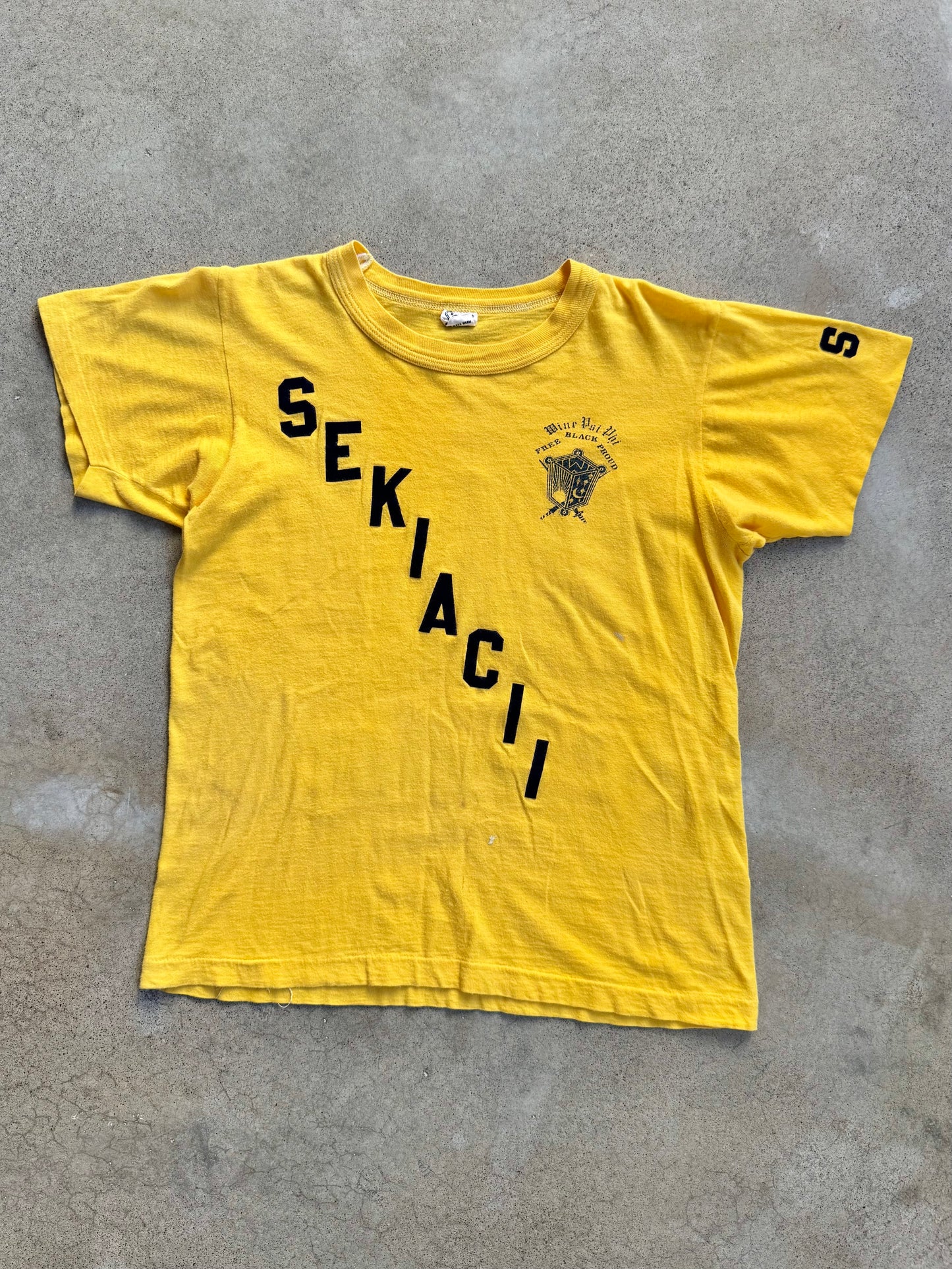 Vintage 1970s Yellow Howard University Wine Psi Phi Sister Tee | Small
