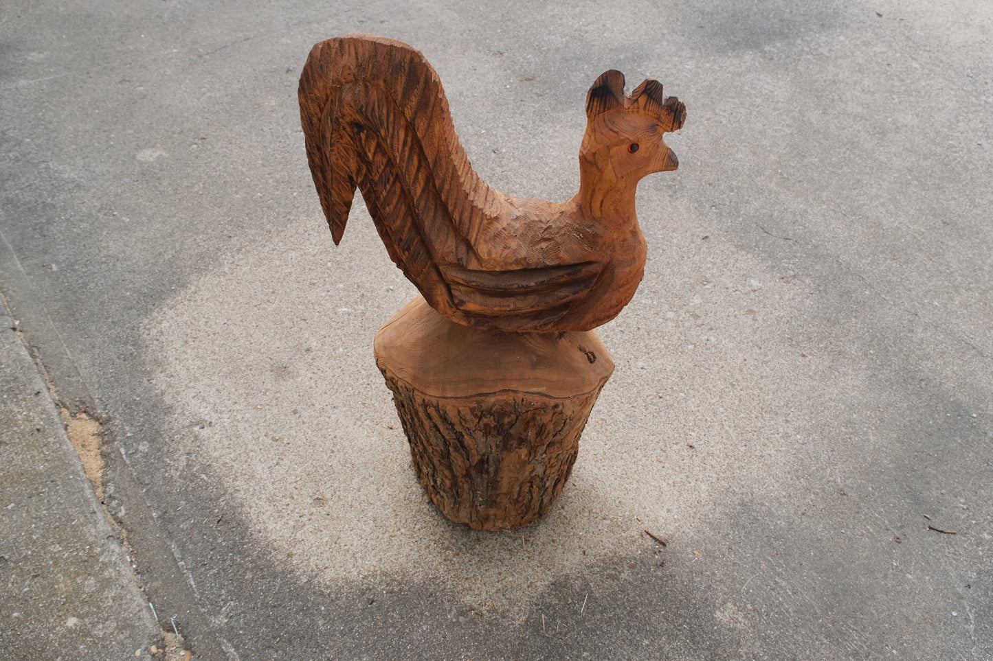 Vintage Hand-carved Rooster Statue | Folk Art