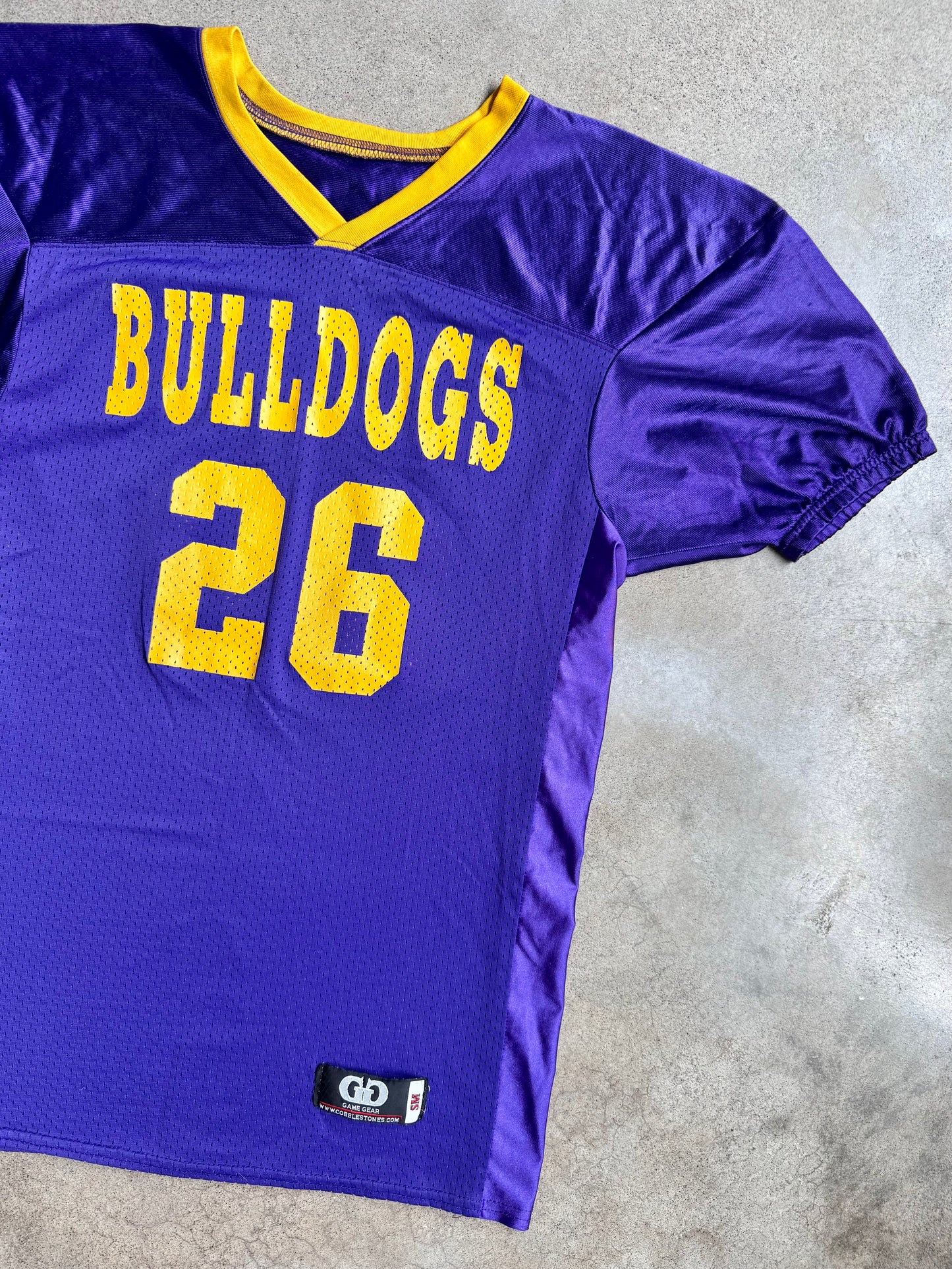 Vintage Game Gear Purple & Yellow "Bulldogs" Football Jersey | Small