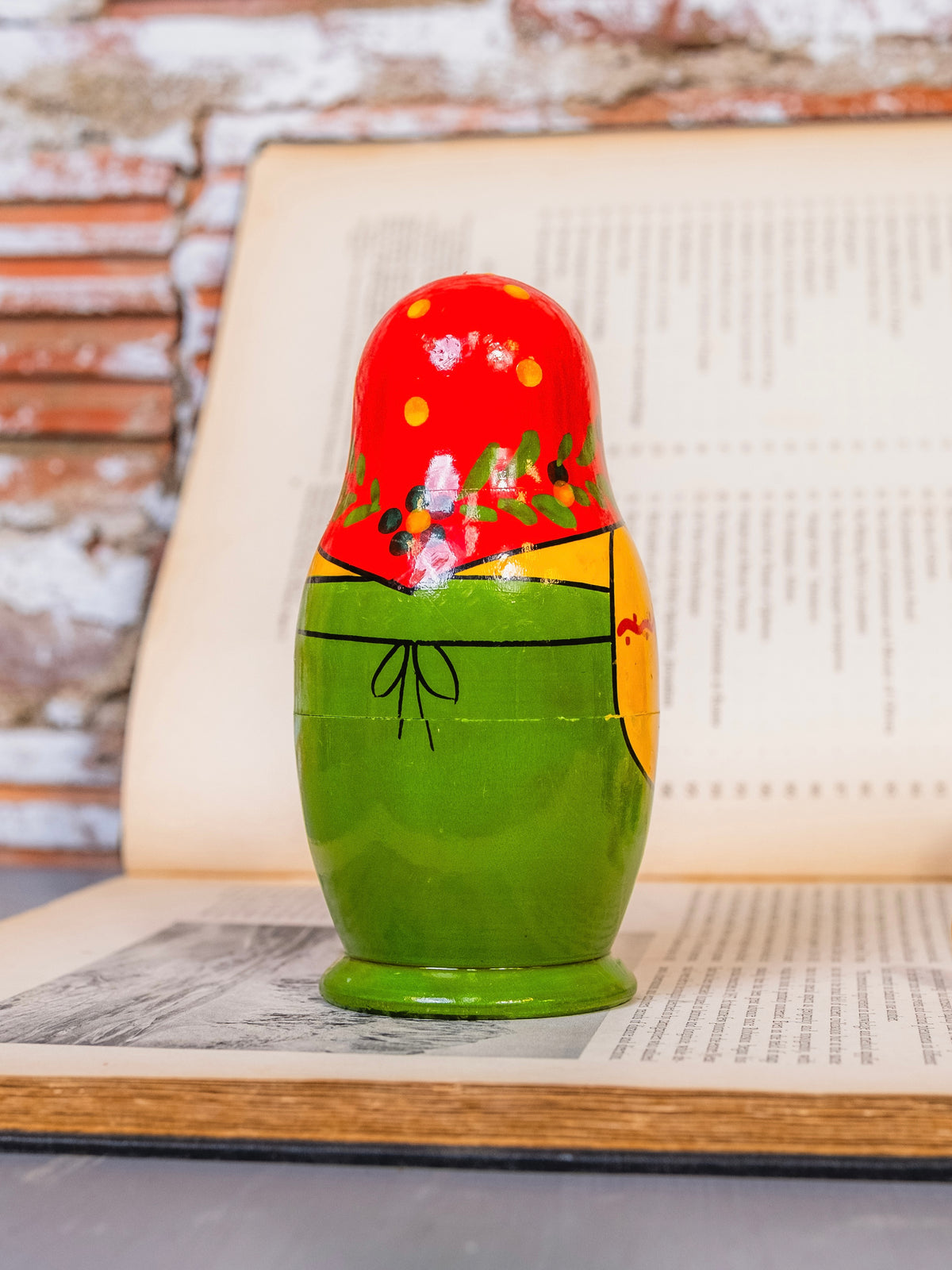 Vintage Hand-Painted Wooden Russian Matryoshka Nesting Doll