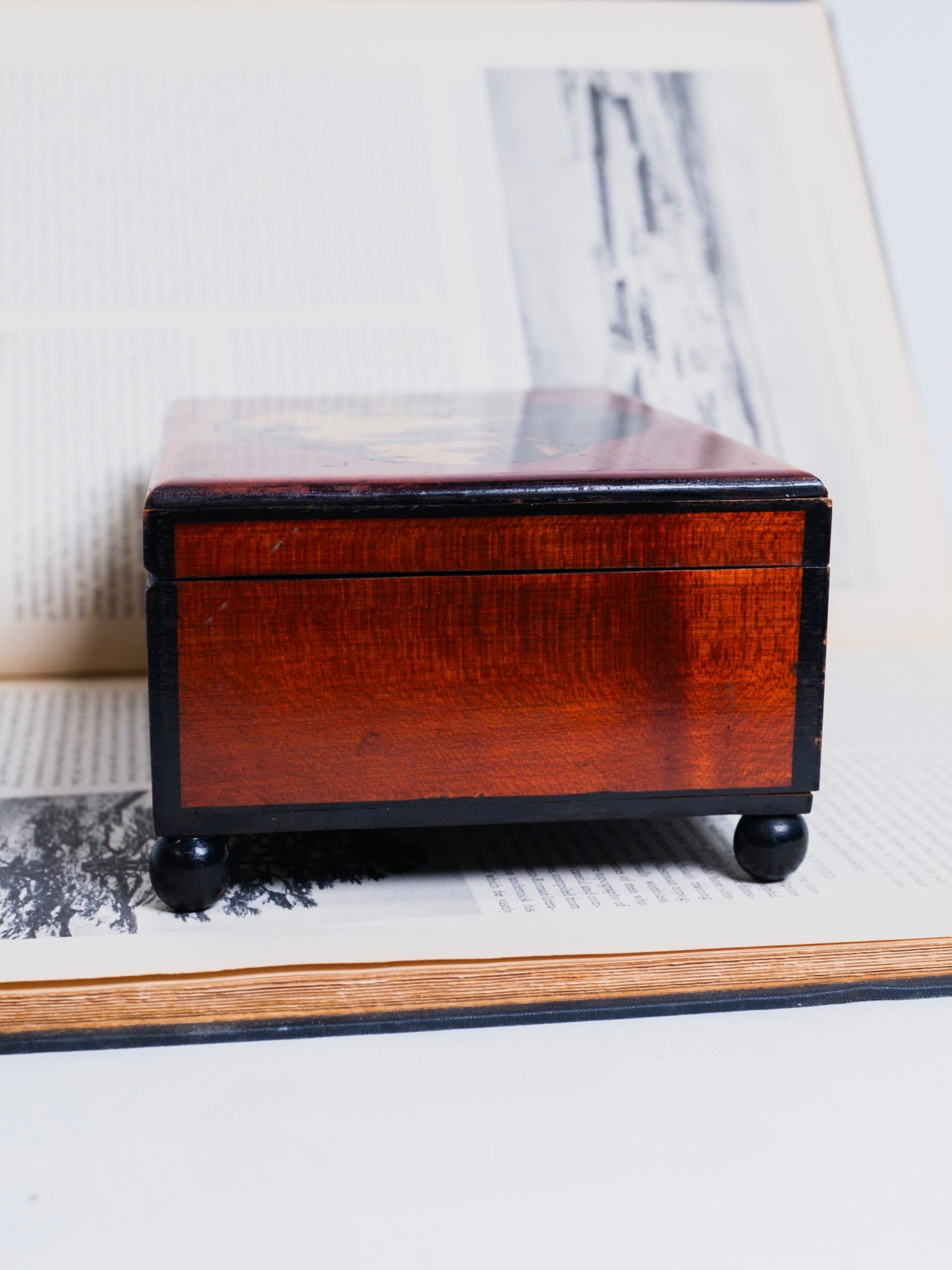 Vintage 1940s Wood Silhouette Whitman’s Chocolate Box w/ Key