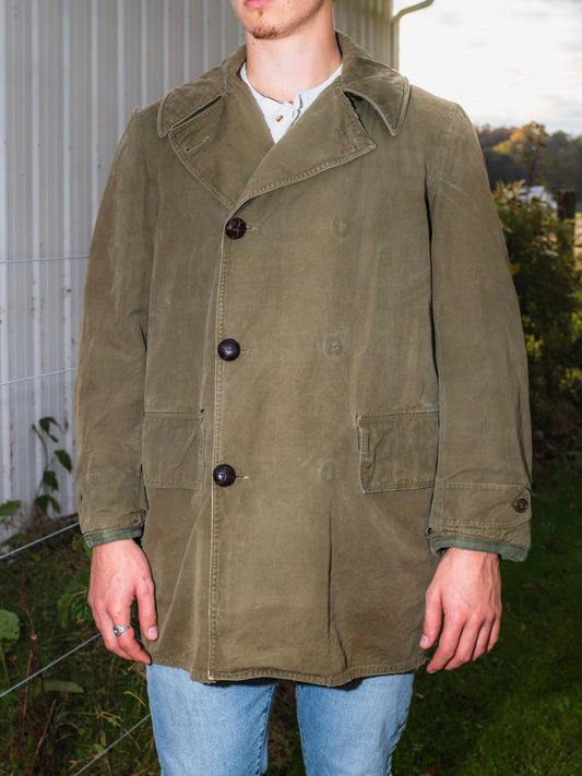 Vintage 1940s WW2 Military Issue Wool-Lined Mackinaw “Jeep” Coat | M/L