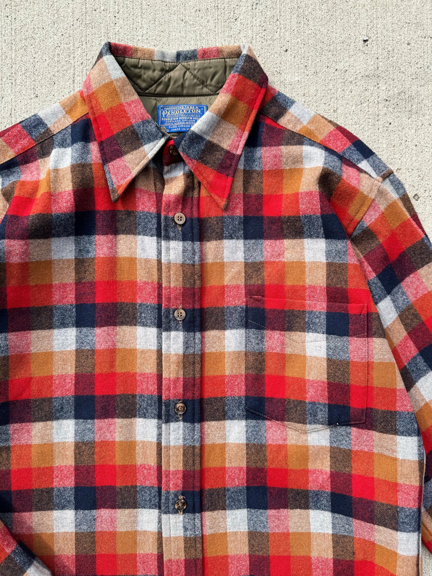 Vintage 1980s Pendleton Plaid Wool Flannel Shirt | Medium