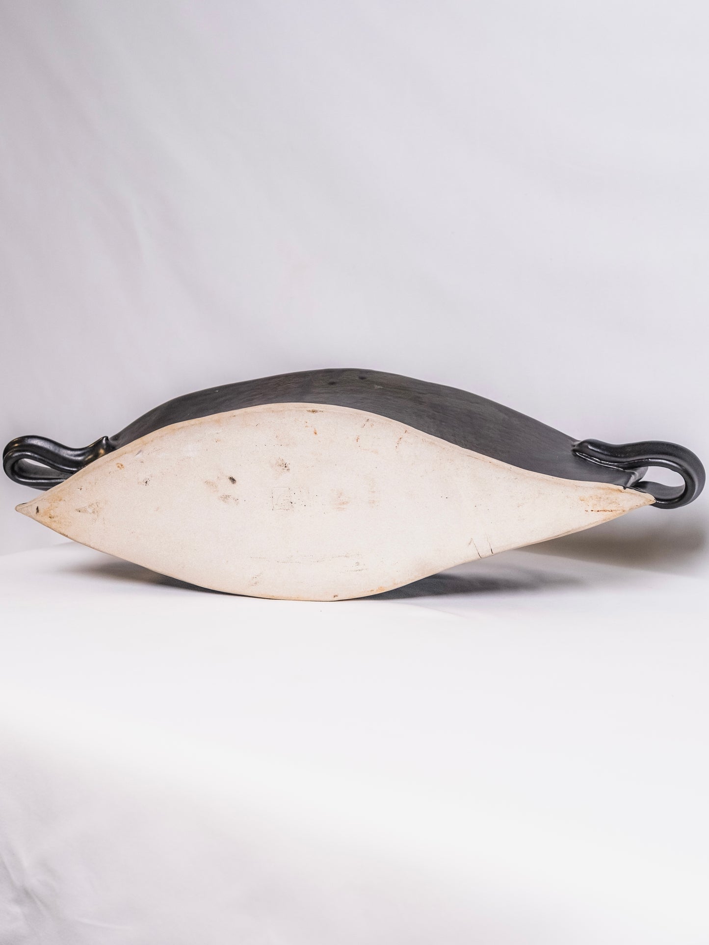 Vintage 1960’s Black Ceramic Pottery Abstract Centerpiece Bowl