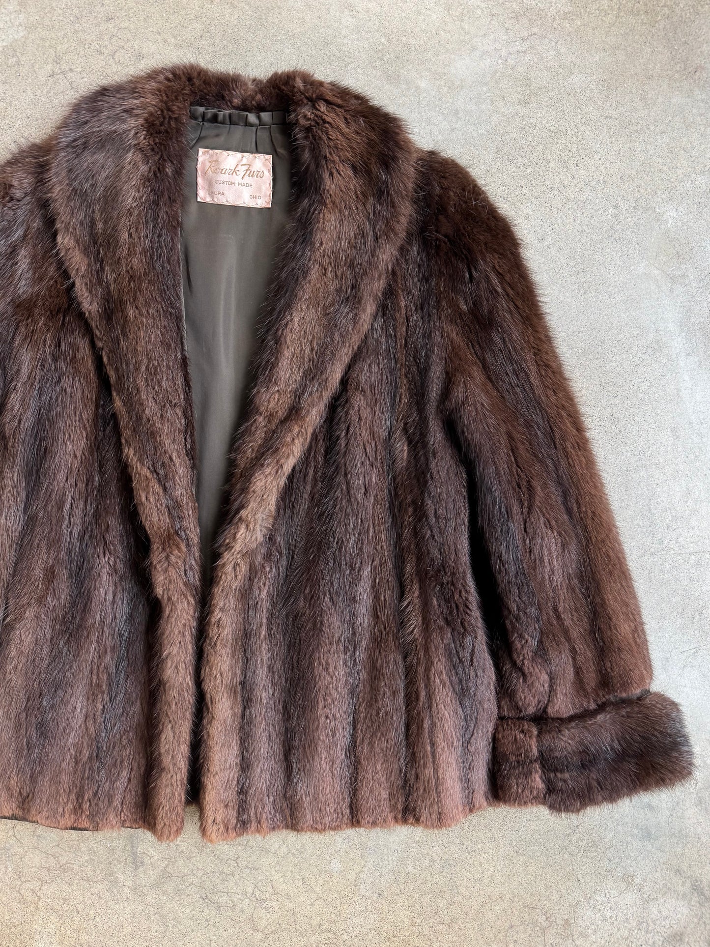 Vintage 1940s Roark Furs Brown Mink Fur Short Coat | Medium