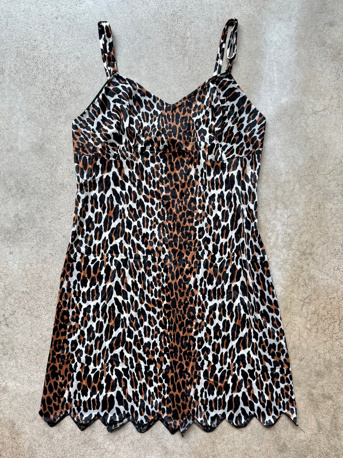 Vintage Vanity Fair Leopard Print Slip Dress | 34