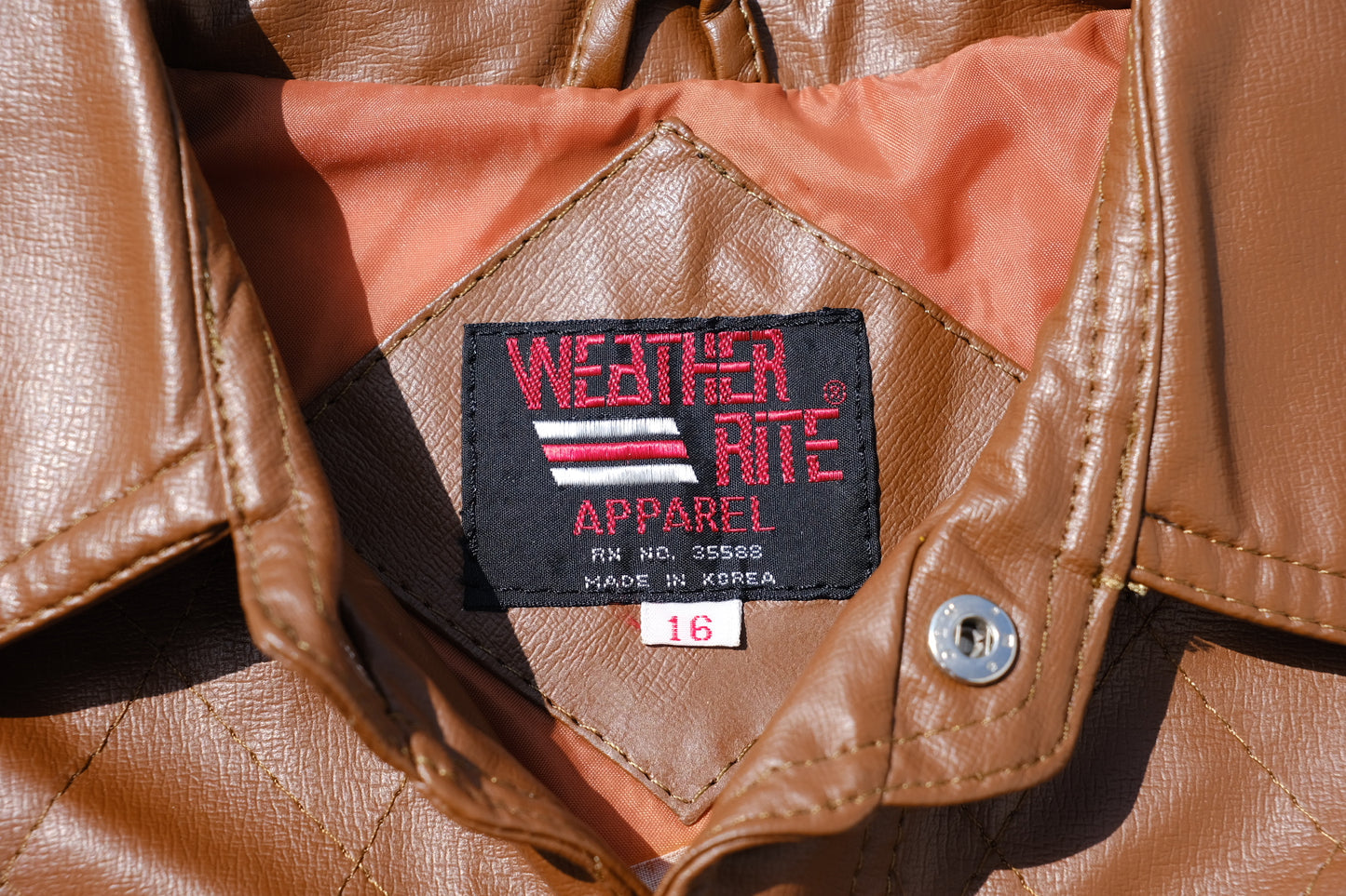 Vintage Weather-Rite Vegan Leather Jacket | Brown/Tan