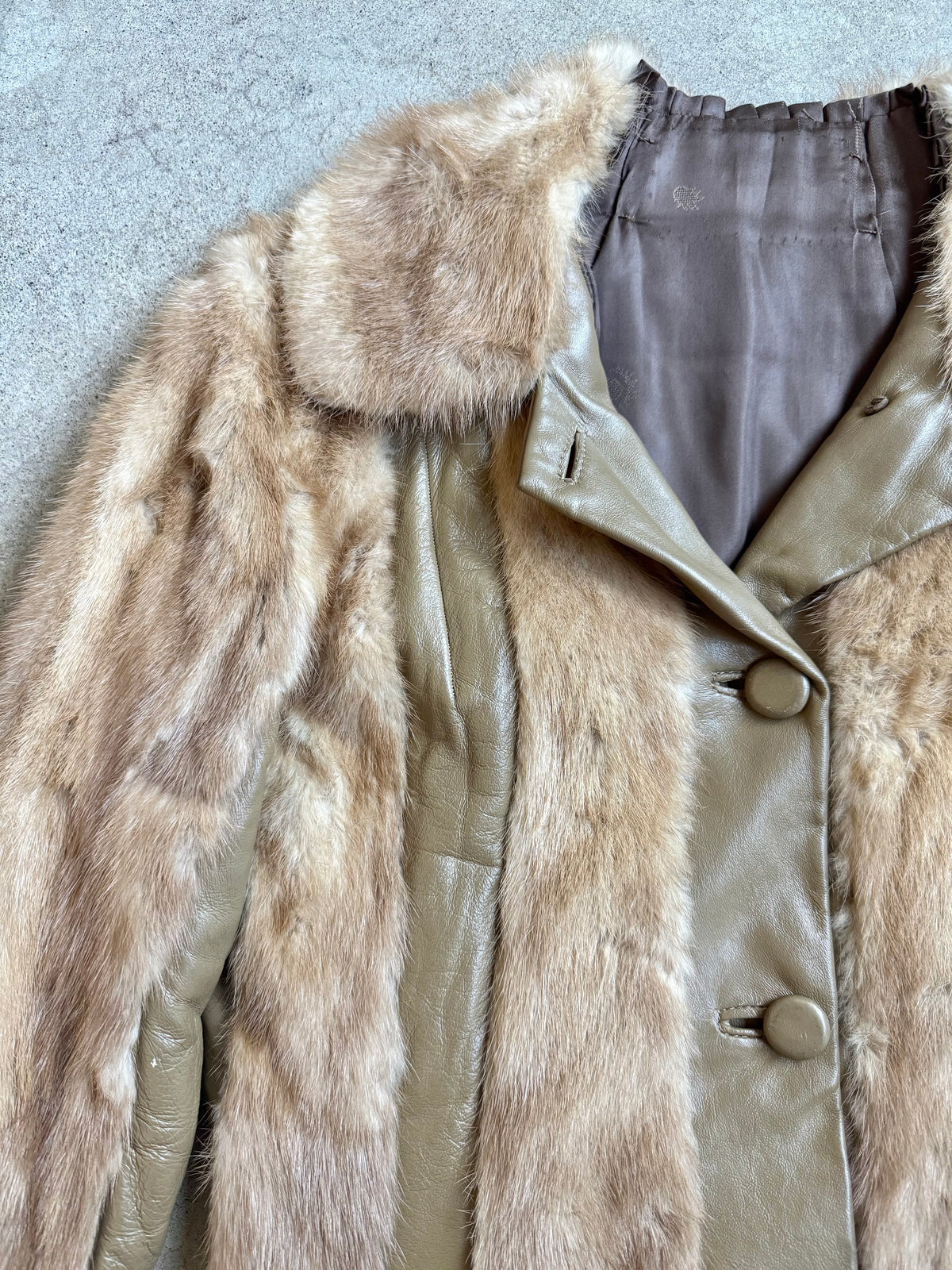 Vintage 1960s/70s Brown Mink Fur & Leather Cropped Bomber Jacket | Small